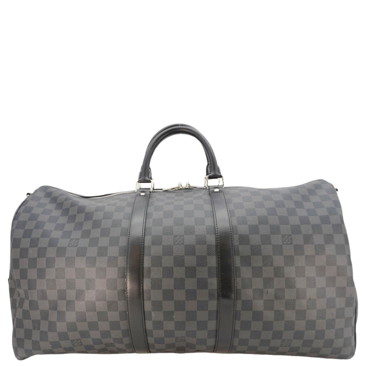 LOUIS VUITTON Keepall 55 Bandouliere Damier Graphite Travel Bag Black - Image 4