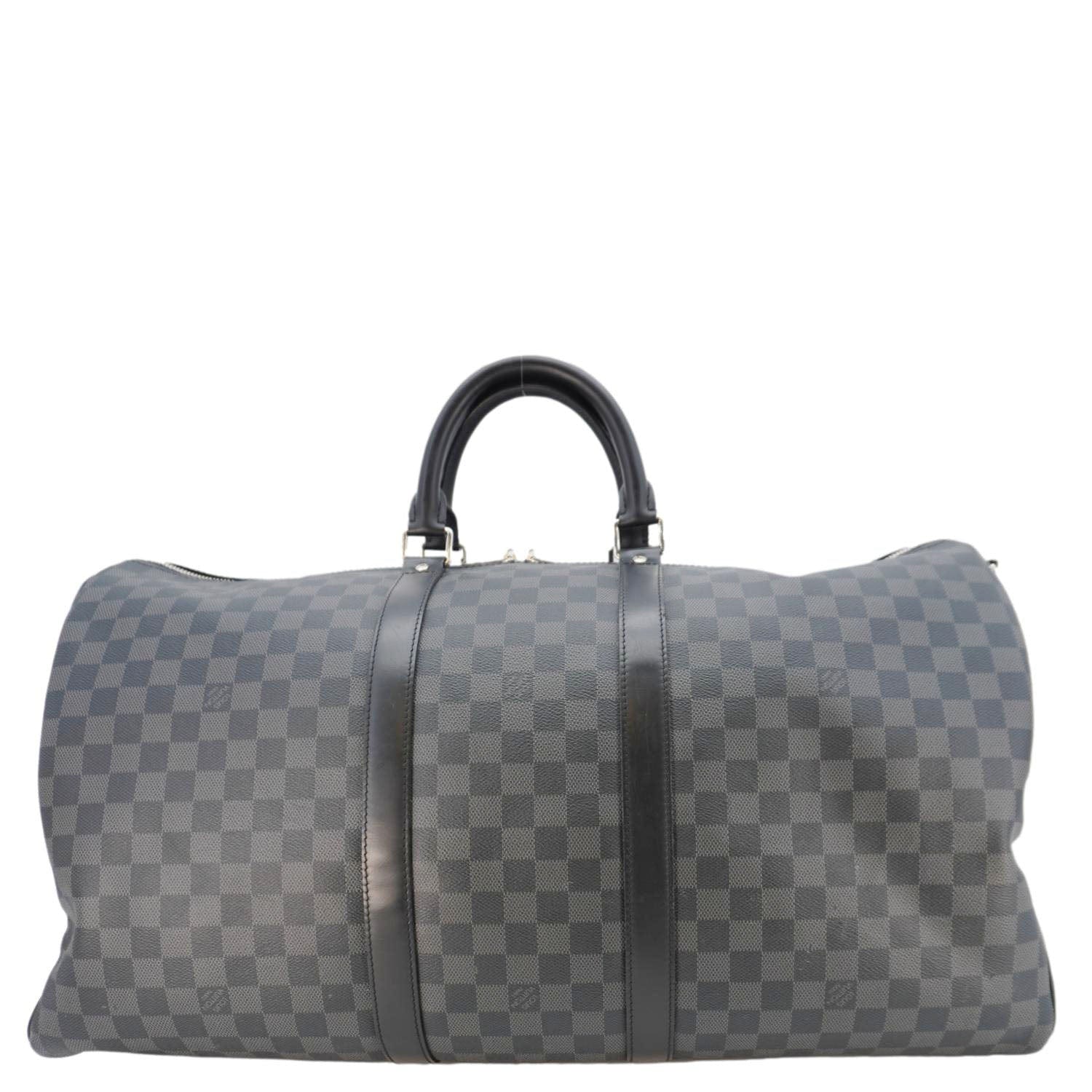 LOUIS VUITTON Keepall 55 Bandouliere Damier Graphite Travel Bag Black - Image 5