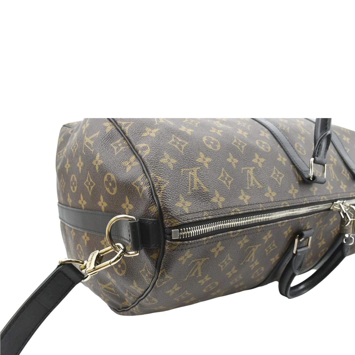 LOUIS VUITTON Keepall Bandouliere 55 Monogram Macassar Travel Bag Brown - Image 6