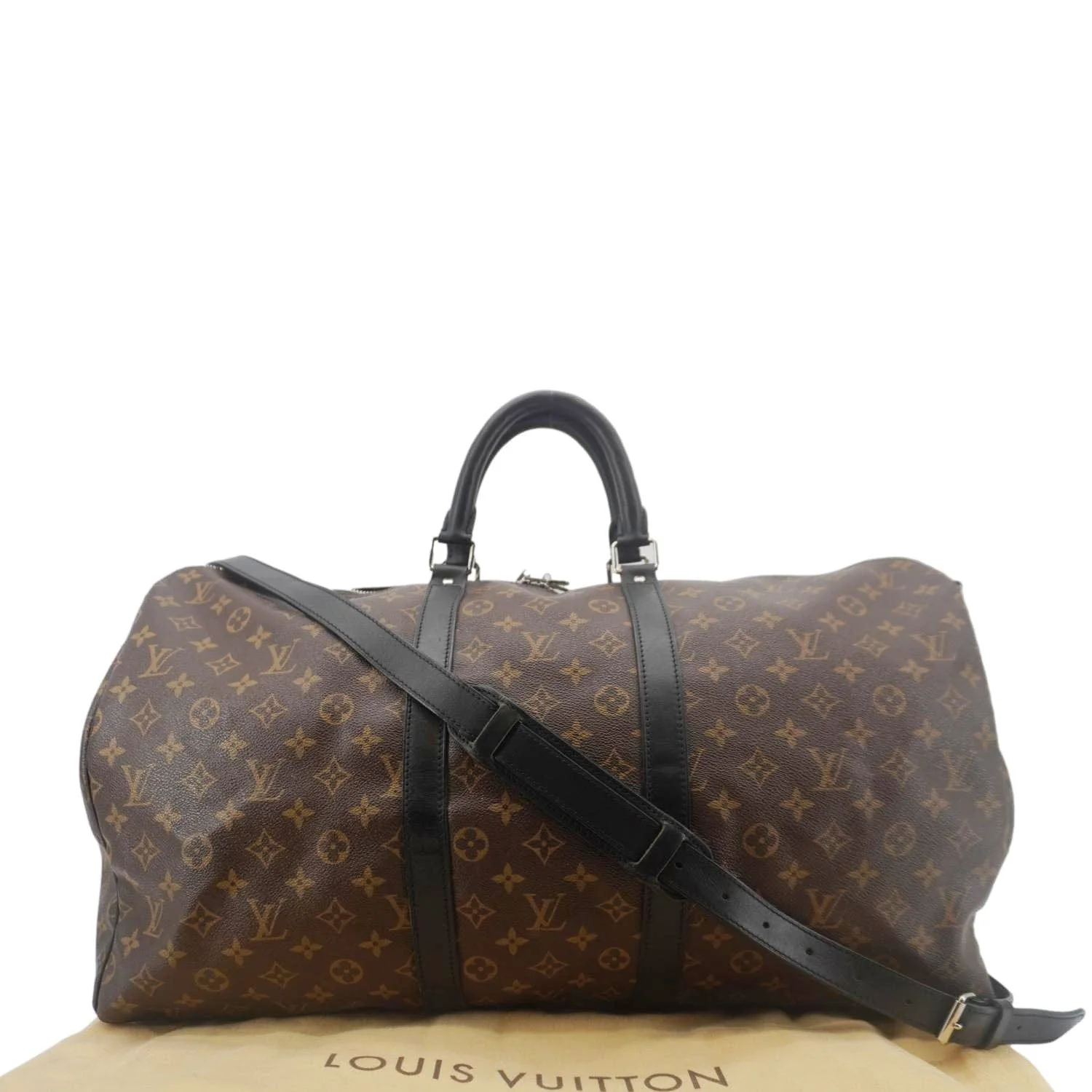 LOUIS VUITTON Keepall 55 Bandouliere Monogram Canvas Travel Bag Black - Image 3