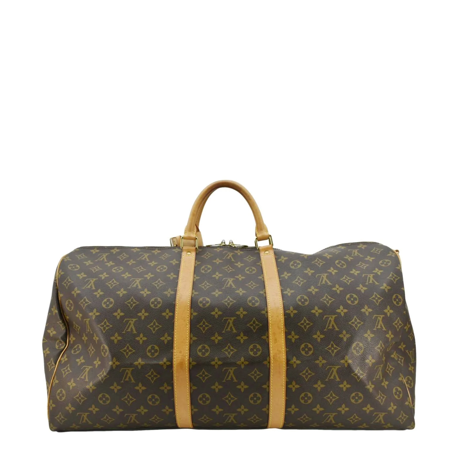 LOUIS VUITTON Keepall 60 Bandouliere Monogram Canvas Travel Bag Brown - Image 3