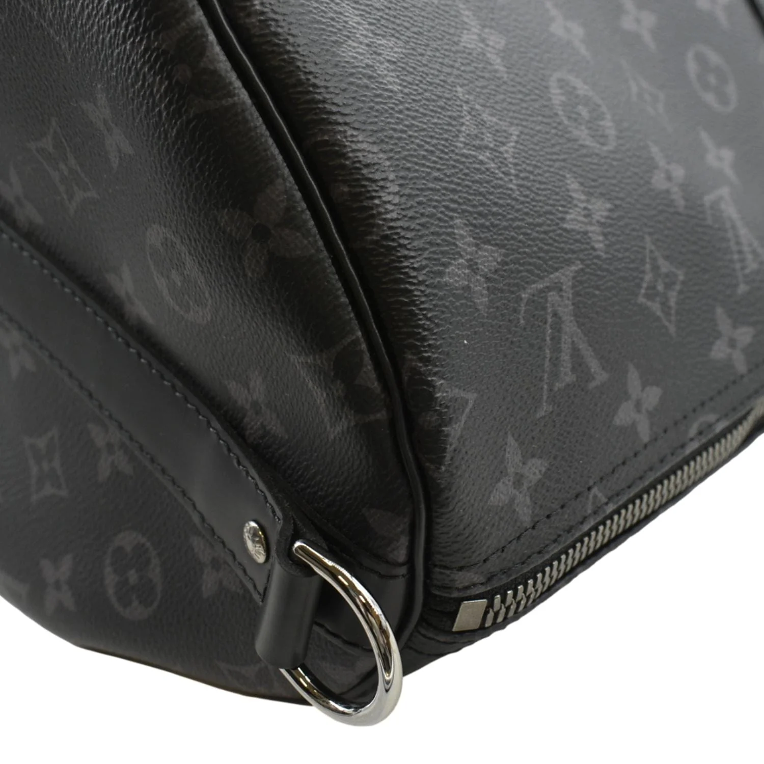 LOUIS VUITTON Keepall 55 Bandouliere Monogram Eclipse Travel Bag Black - Image 5