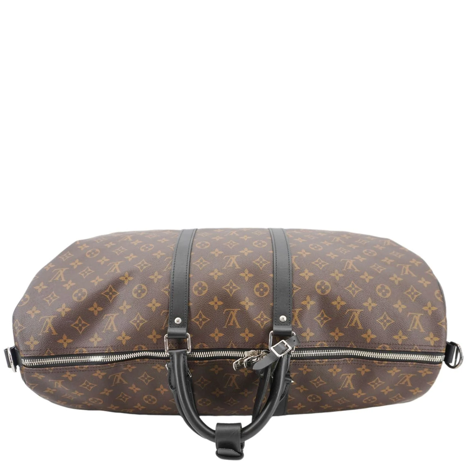 LOUIS VUITTON Keepall Bandouliere 55 Monogram Canvas Travel Bag Black - Image 6