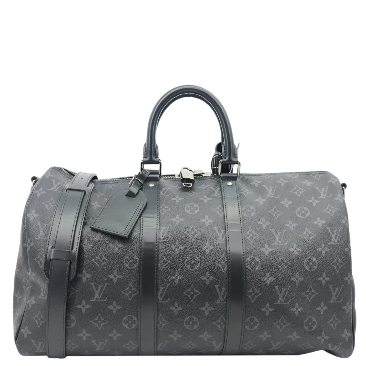LOUIS VUITTON Keepall 45 Bandouliere Monogram Eclipse Travel Bag Black