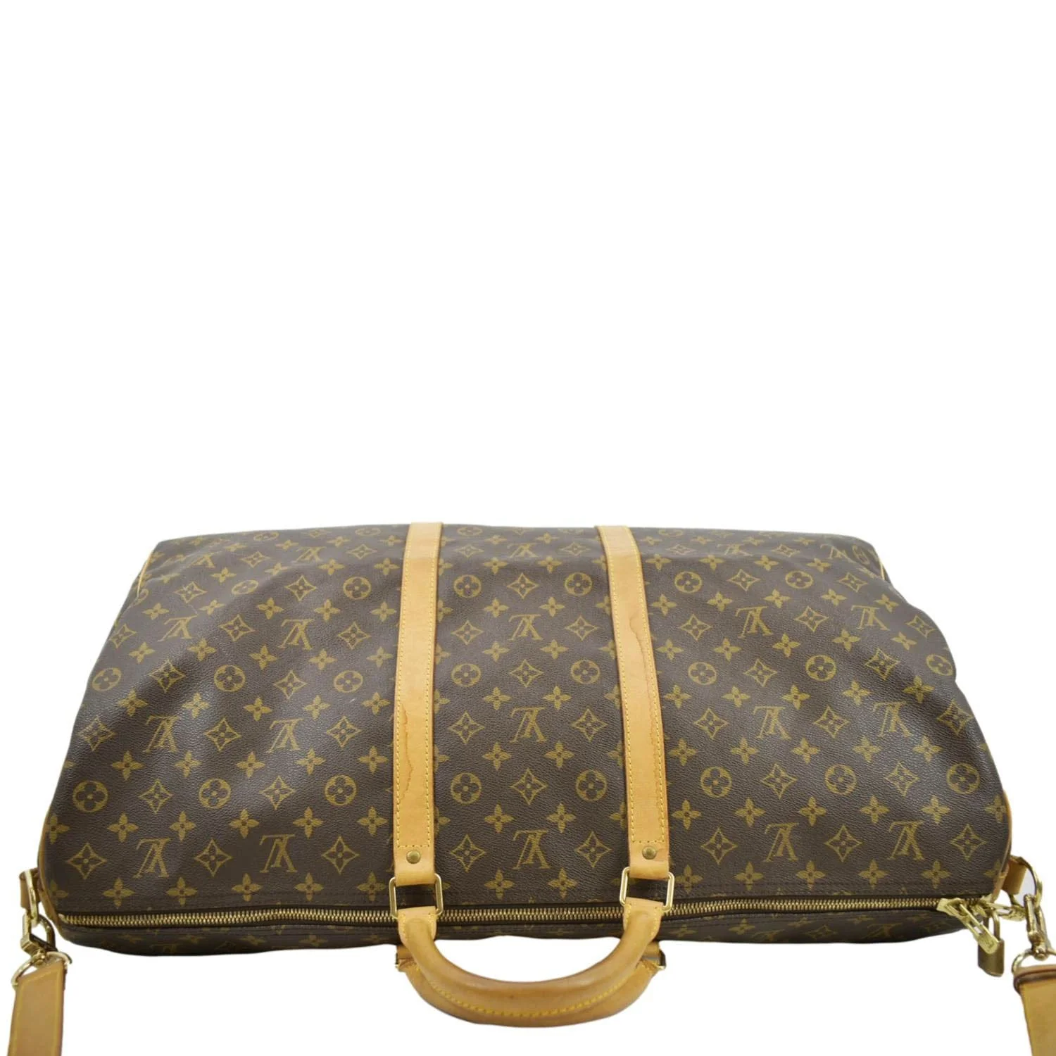 LOUIS VUITTON Keepall 60 Bandouliere Monogram Canvas Travel Bag Brown - Image 4