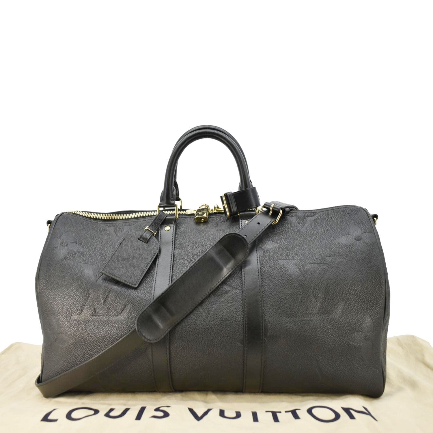 LOUIS VUITTON Keepall Bandouliere 45 Monogram Empreinte Giant Travel Bag Black - Image 3