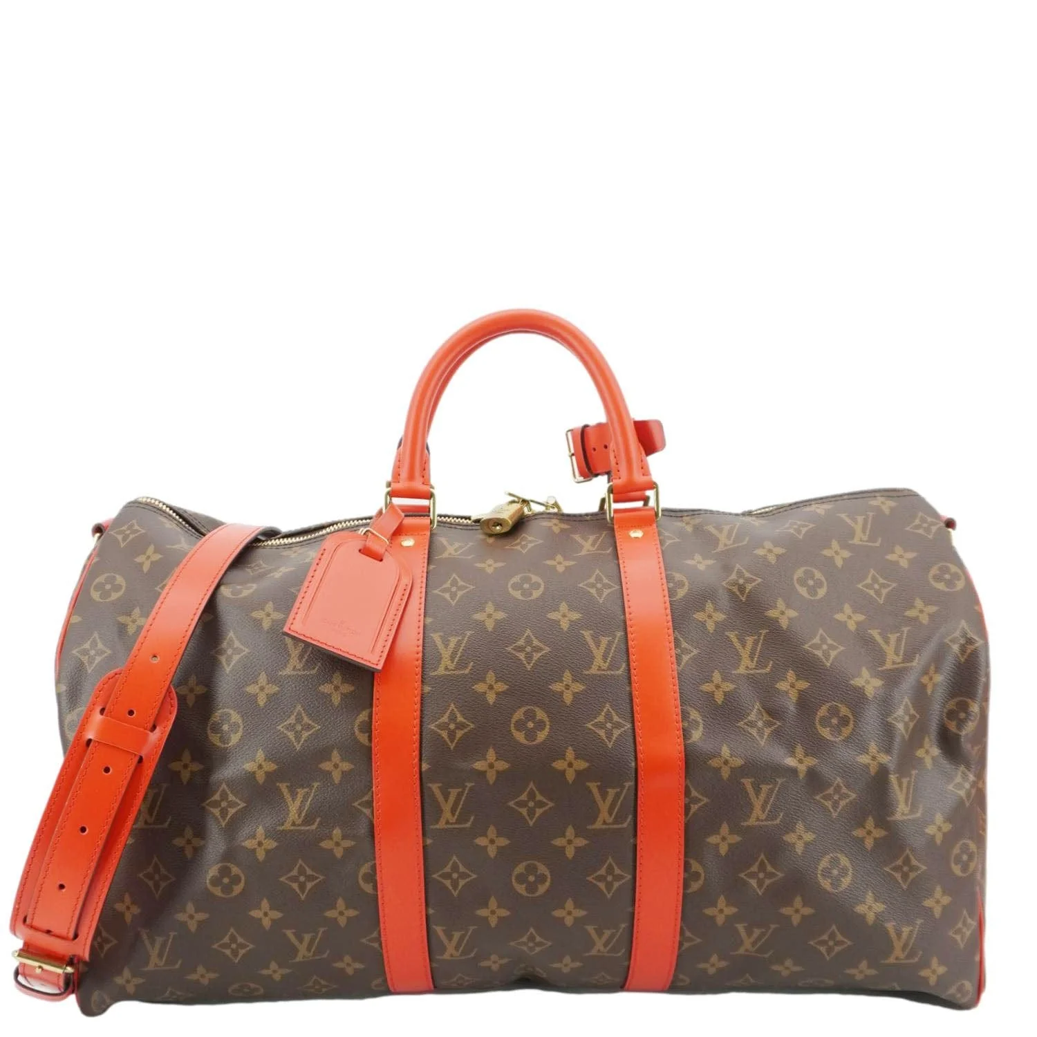 LOUIS VUITTON Keepall Bandoulière 50 Monogram Canvas Travel Bag Coquelicot - Image 3