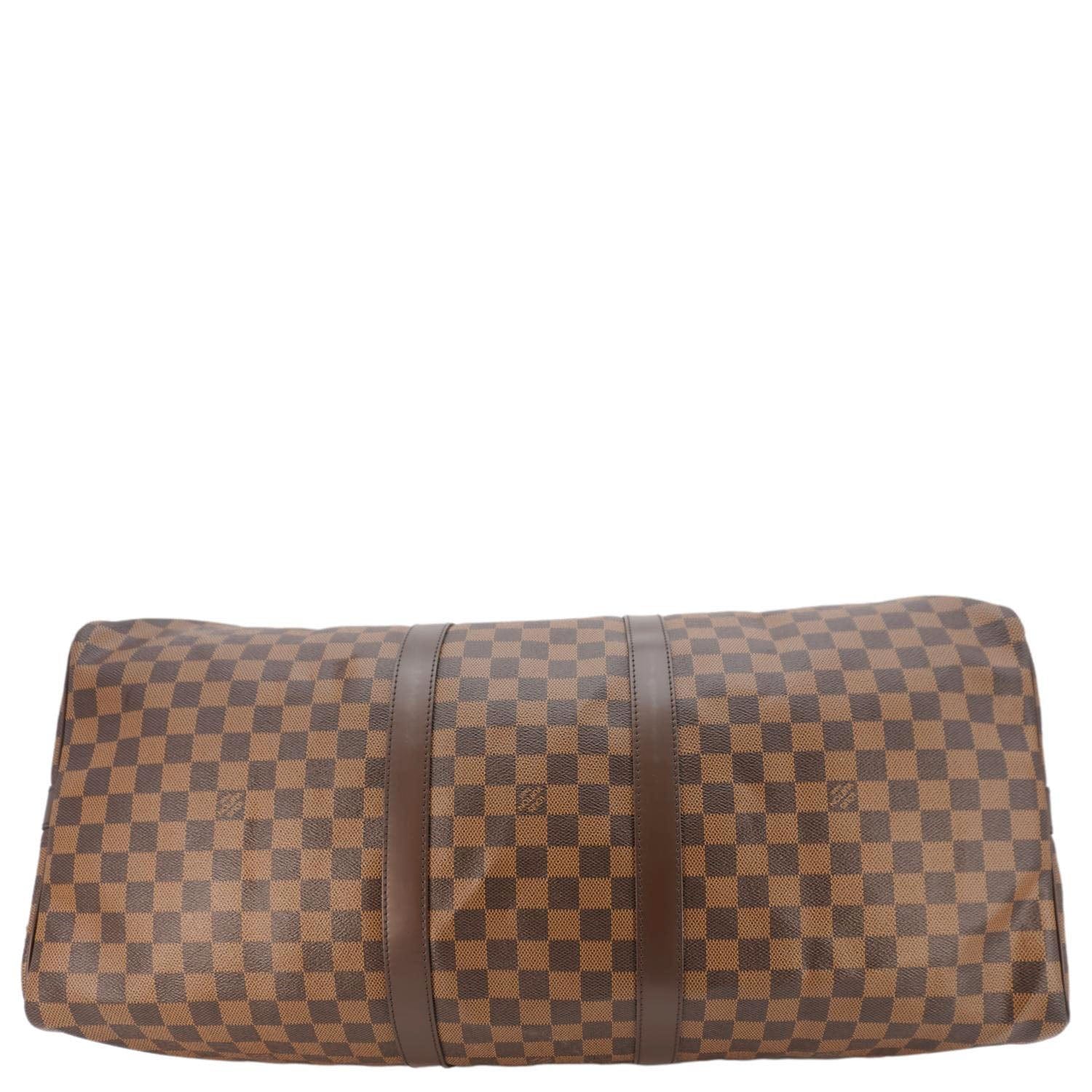 LOUIS VUITTON Keepall Bandouliere 55 Damier Ebene Travel Bag Brown - Image 10