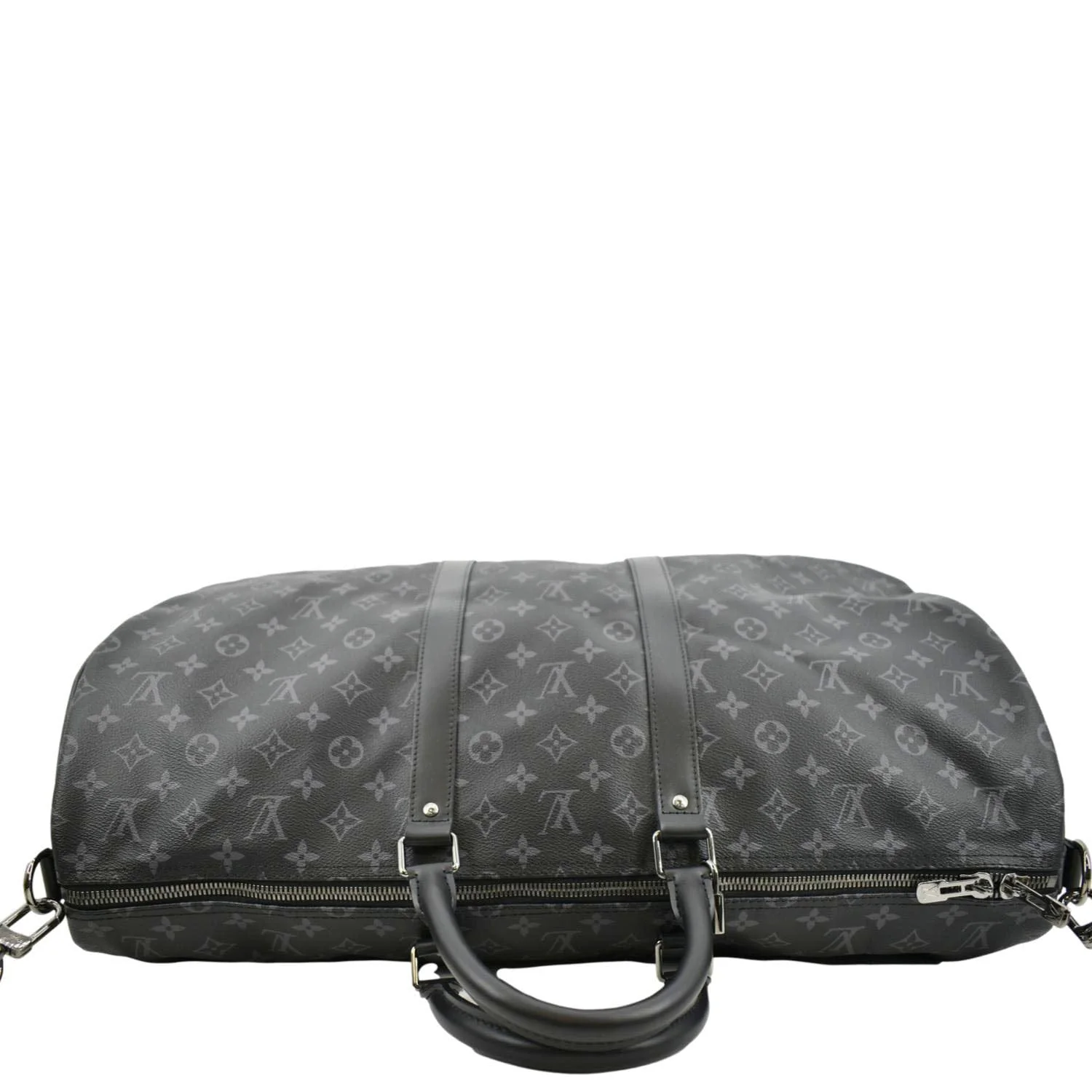 LOUIS VUITTON Keepall 55 Bandouliere Monogram Eclipse Travel Bag Black - Image 4