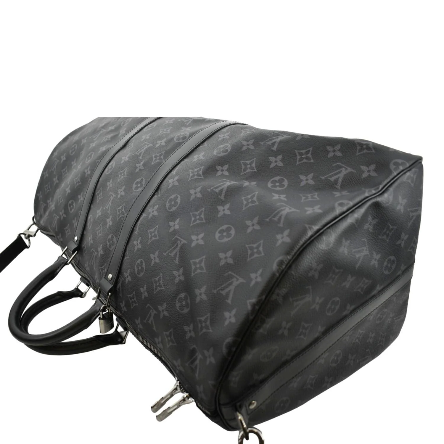 LOUIS VUITTON Keepall 55 Bandouliere Monogram Eclipse Travel Bag Black - Image 6