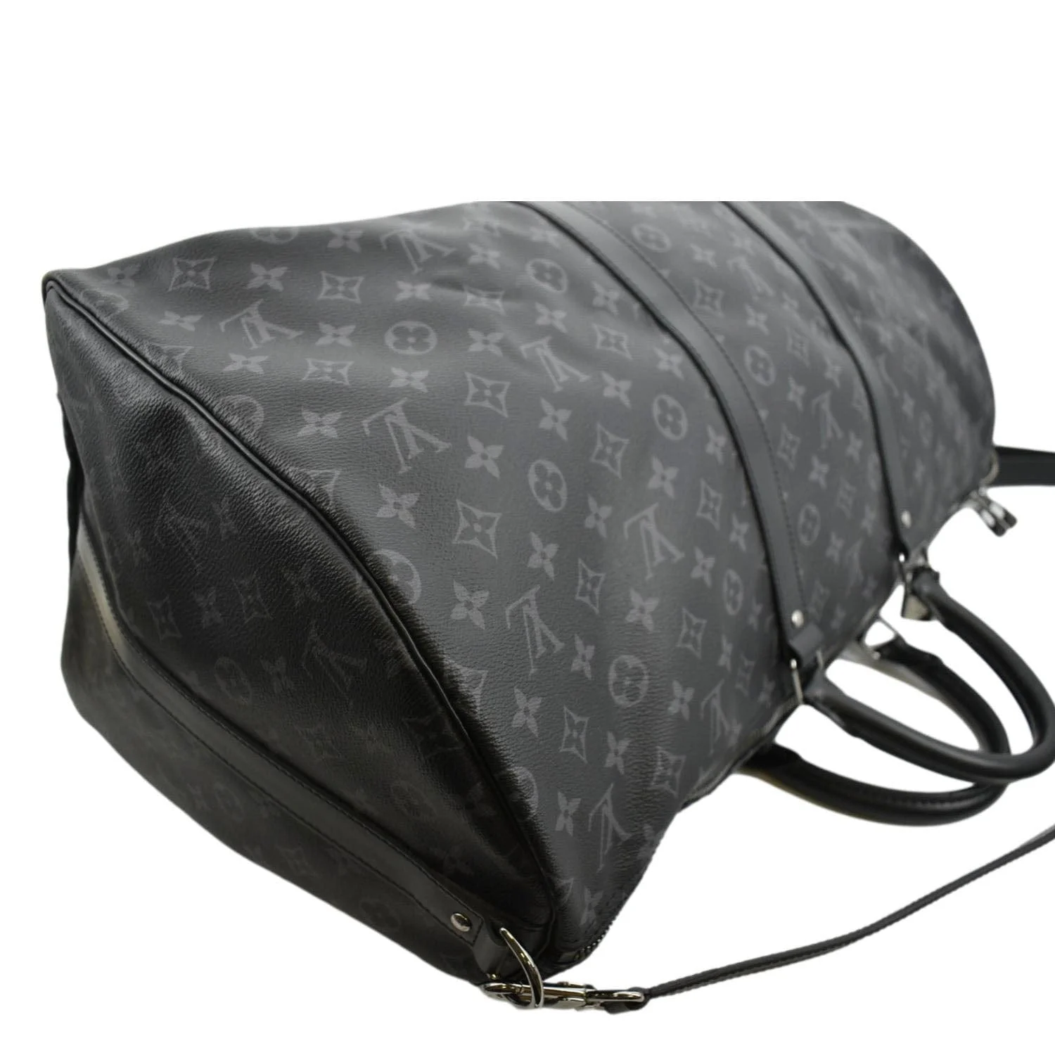 LOUIS VUITTON Keepall 55 Bandouliere Monogram Eclipse Travel Bag Black - Image 7