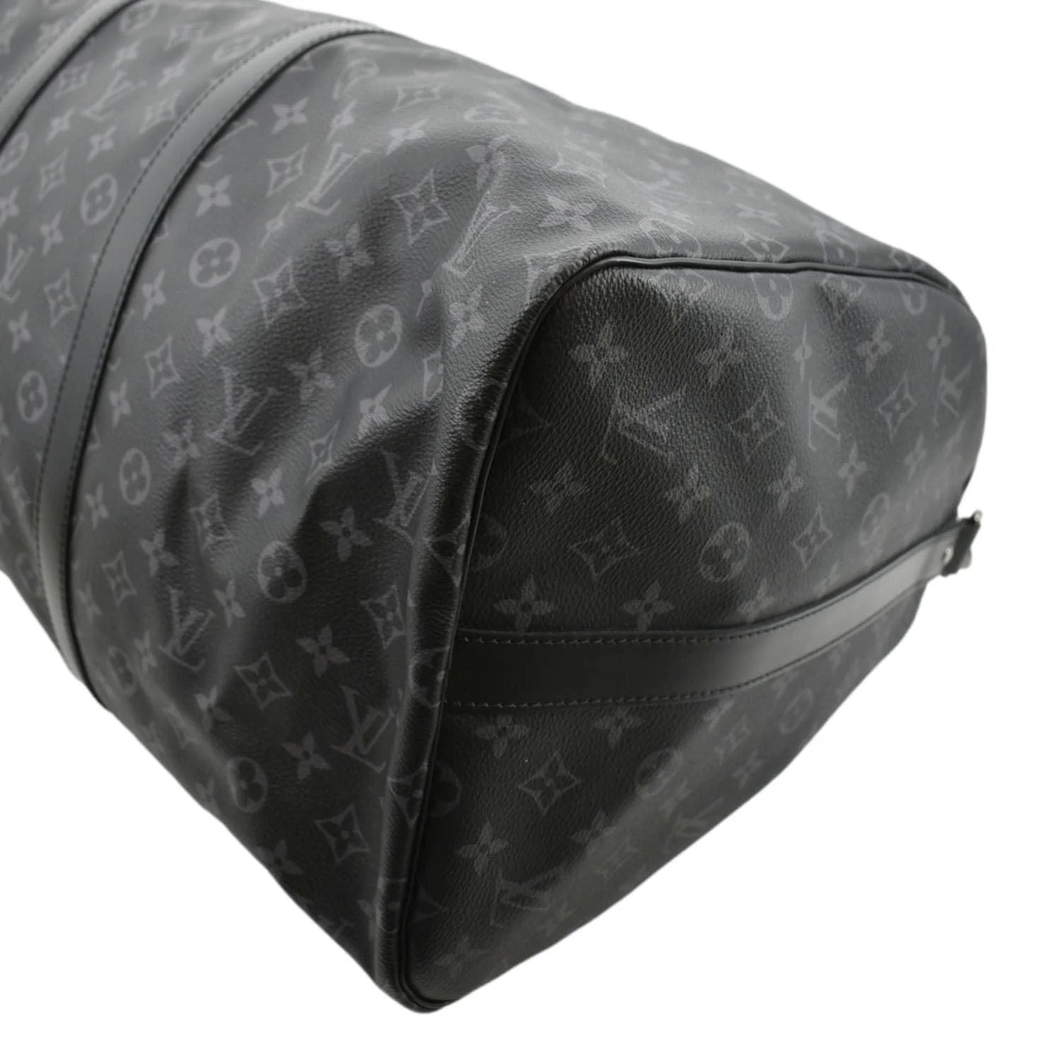 LOUIS VUITTON Keepall 55 Bandouliere Monogram Eclipse Travel Bag Black - Image 9