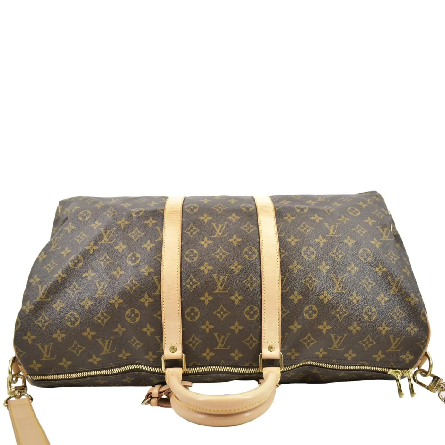 LOUIS VUITTON Keepall Bandouliere 55 Monogram Canvas Travel Bag Brown - Image 4