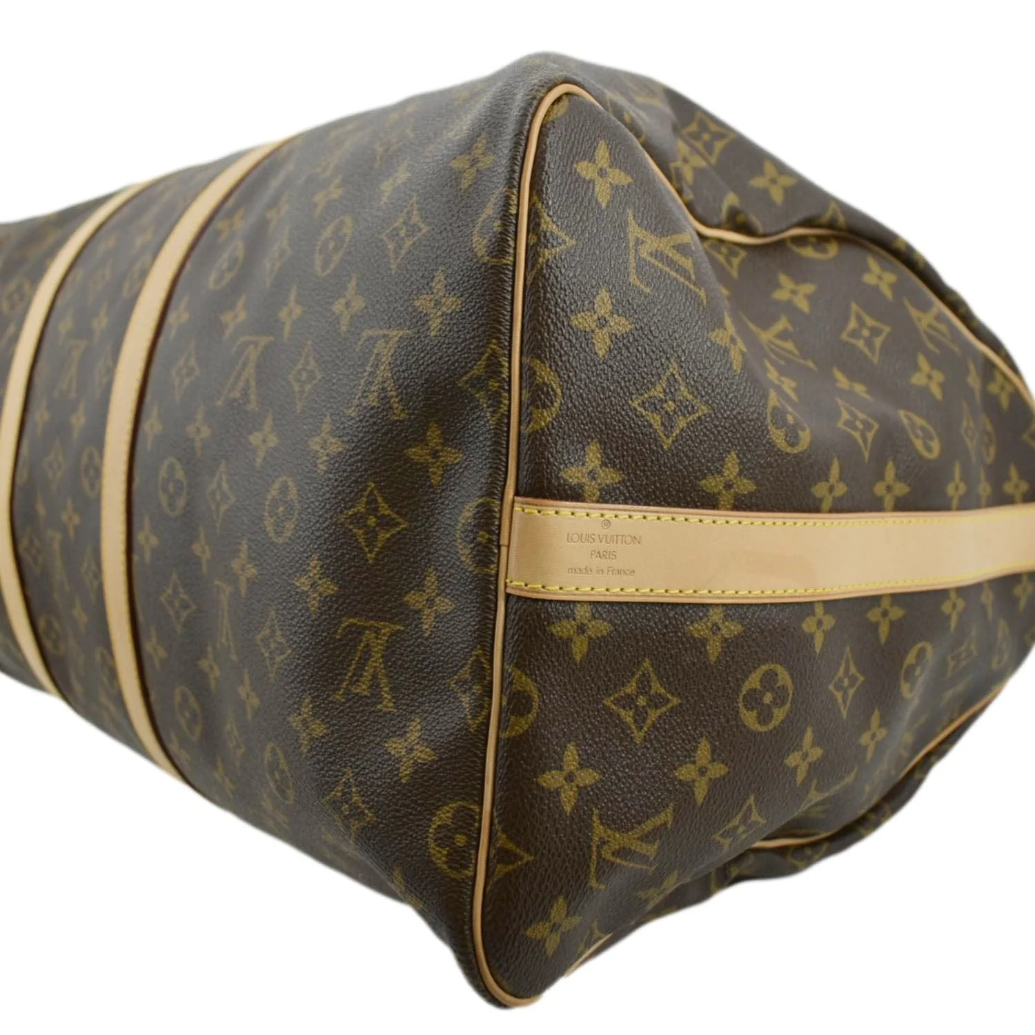 LOUIS VUITTON Keepall Bandouliere 55 Monogram Canvas Travel Bag Brown - Image 9