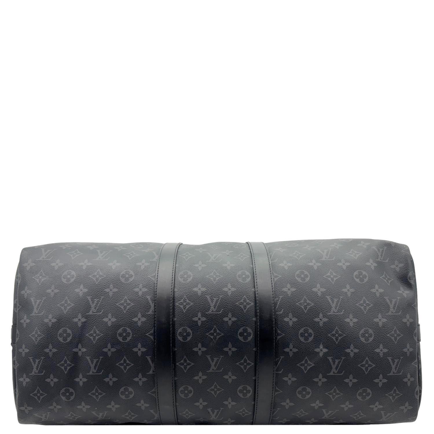 LOUIS VUITTON Keepall 55 Bandouliere Monogram Eclipse Travel Bag Black - Image 6