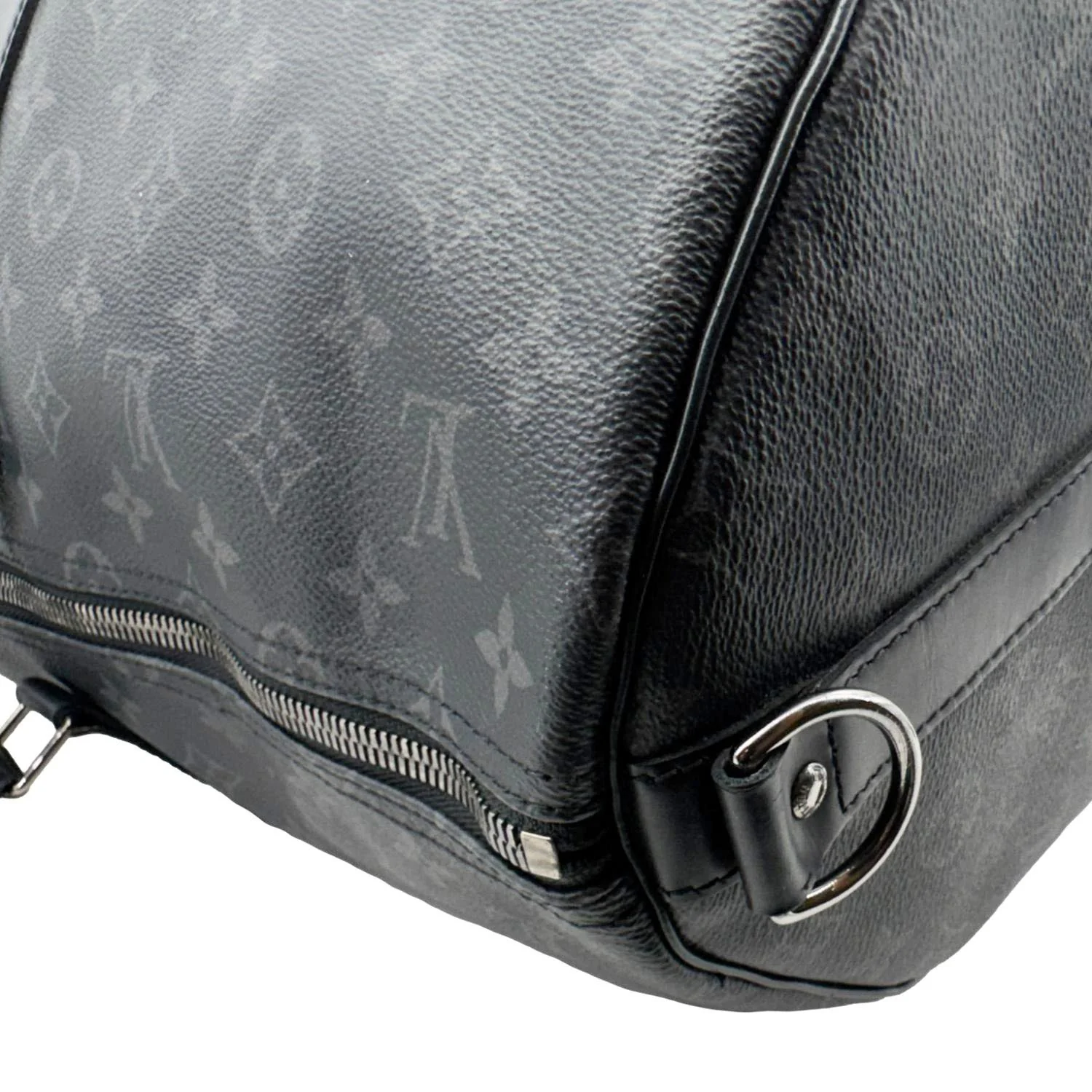 LOUIS VUITTON Keepall 55 Bandouliere Monogram Eclipse Travel Bag Black - Image 8