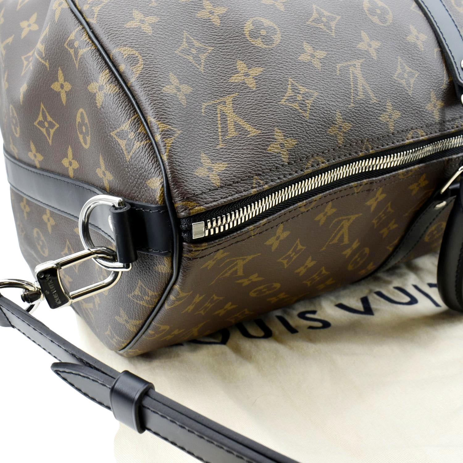 LOUIS VUITTON Keepall 55 Bandouliere Monogram Macassar Travel Bag Brown - Image 5