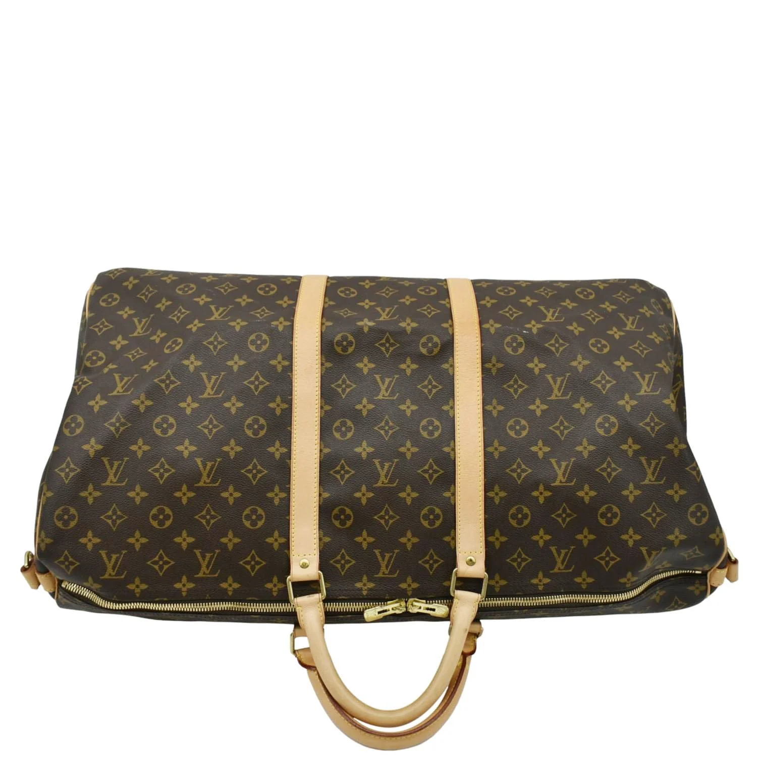 LOUIS VUITTON Keepall 60 Bandouliere Monogram Canvas Travel Bag Brown - Image 4