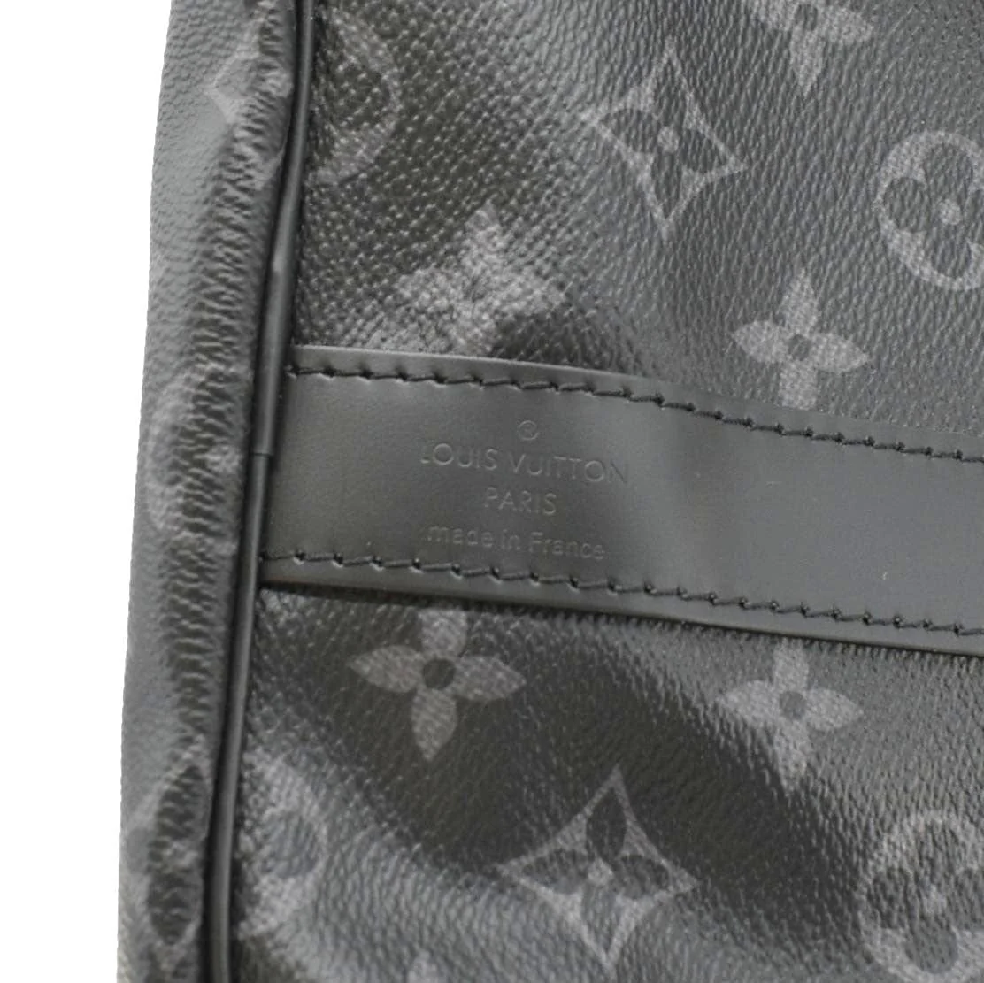 LOUIS VUITTON Keepall 55 Bandouliere Monogram Eclipse Travel Bag Black - Image 12