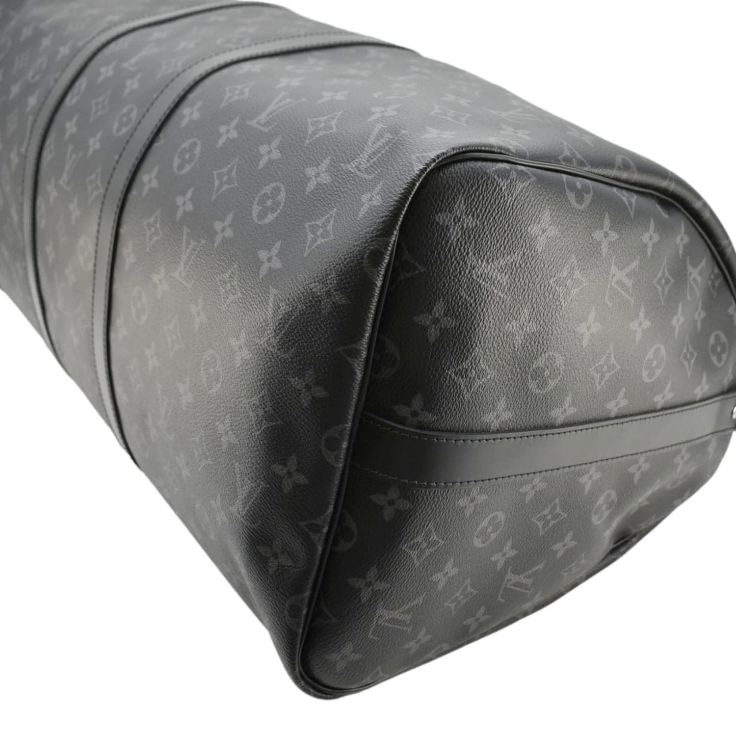 LOUIS VUITTON Keepall 55 Bandouliere Monogram Eclipse Travel Bag Black - Image 8