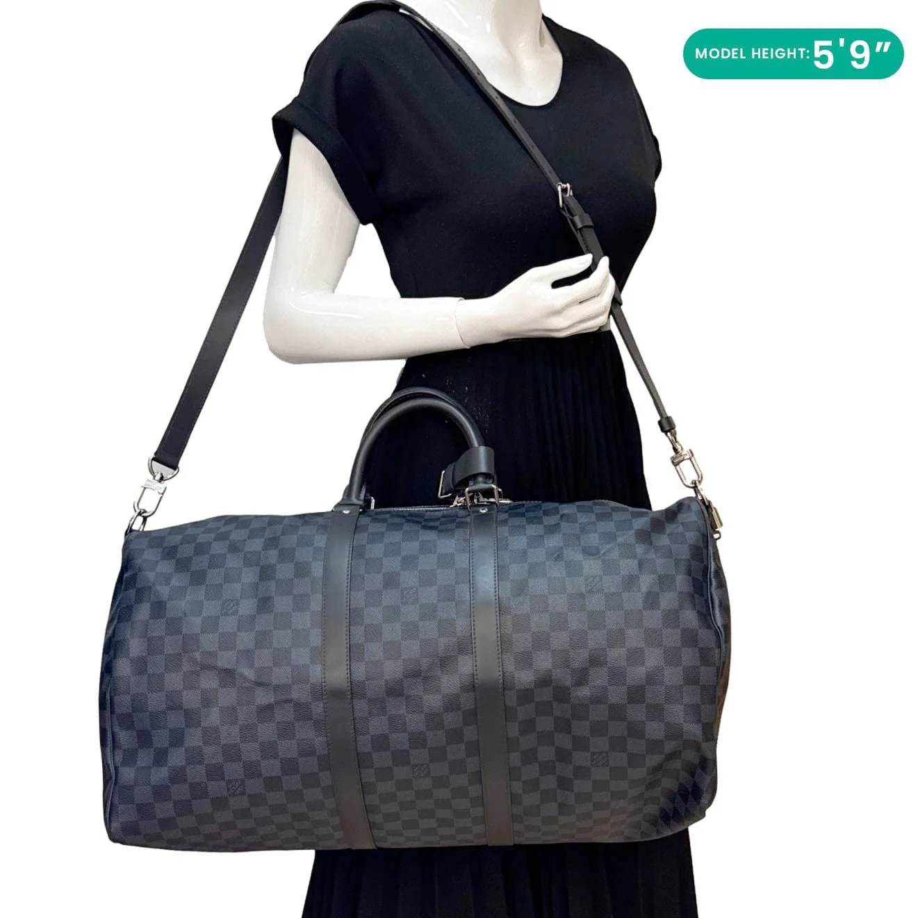LOUIS VUITTON Keepall 55 Bandouliere Damier Cobalt Travel Bag Navy Blue - Image 2
