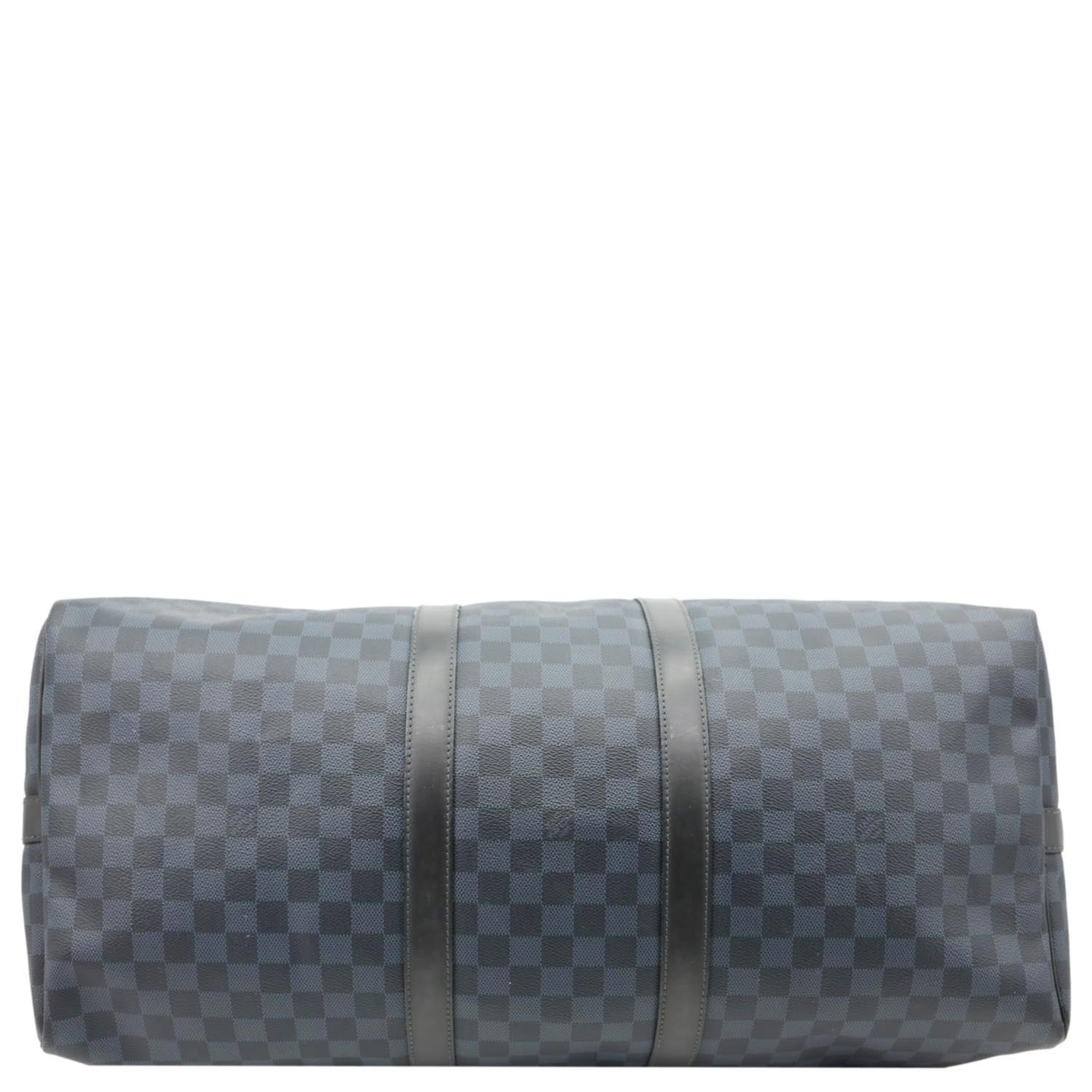 LOUIS VUITTON Keepall 55 Bandouliere Damier Cobalt Travel Bag Navy Blue - Image 9