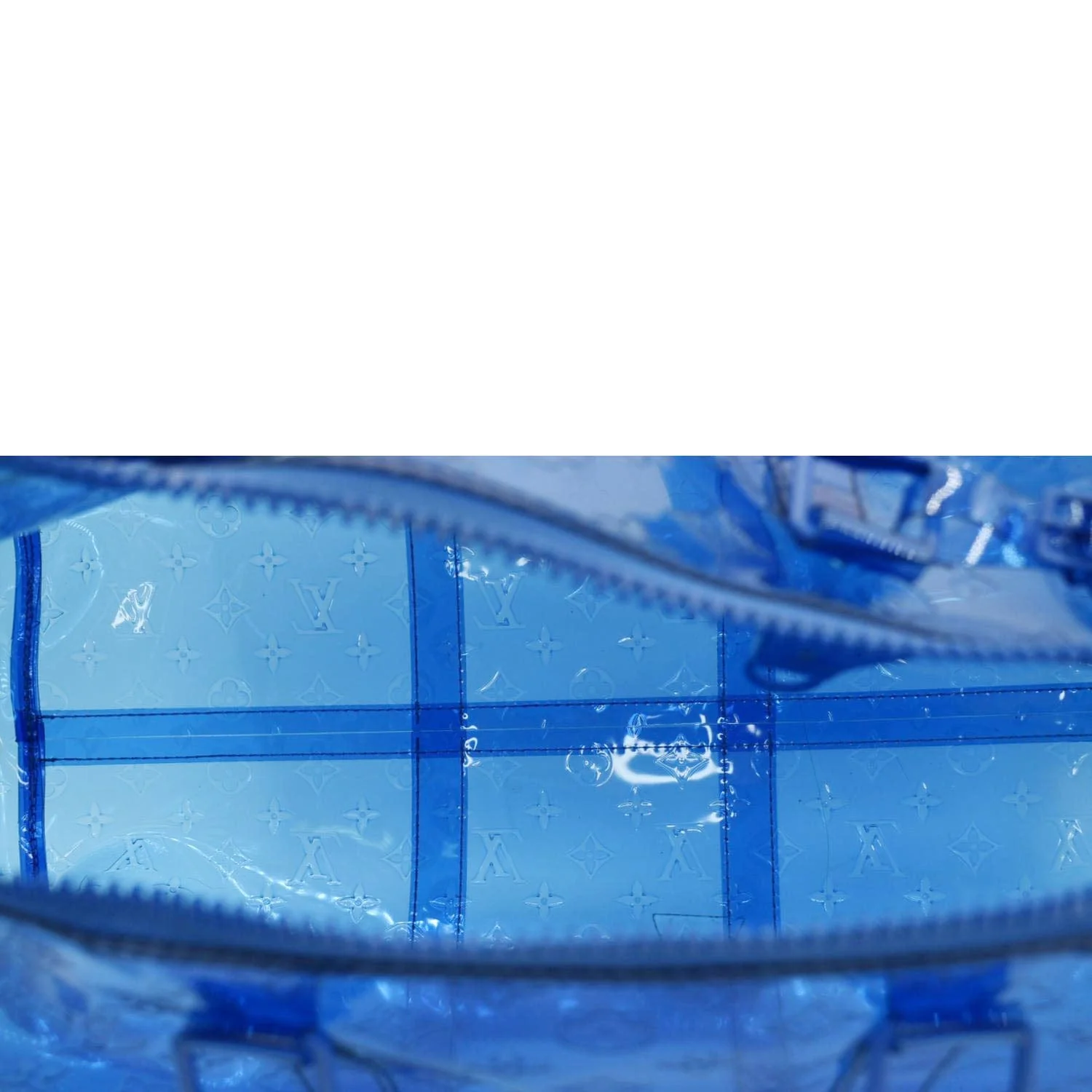 LOUIS VUITTON Keepall 50 Bandouliere Transparent PVC Travel Bag Blue - Image 5