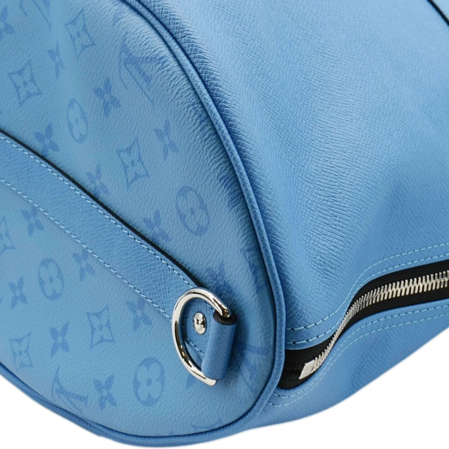LOUIS VUITTON Keepall 50 Bandouliere Monogram Taiga Leather Travel Bag Blue - Image 6