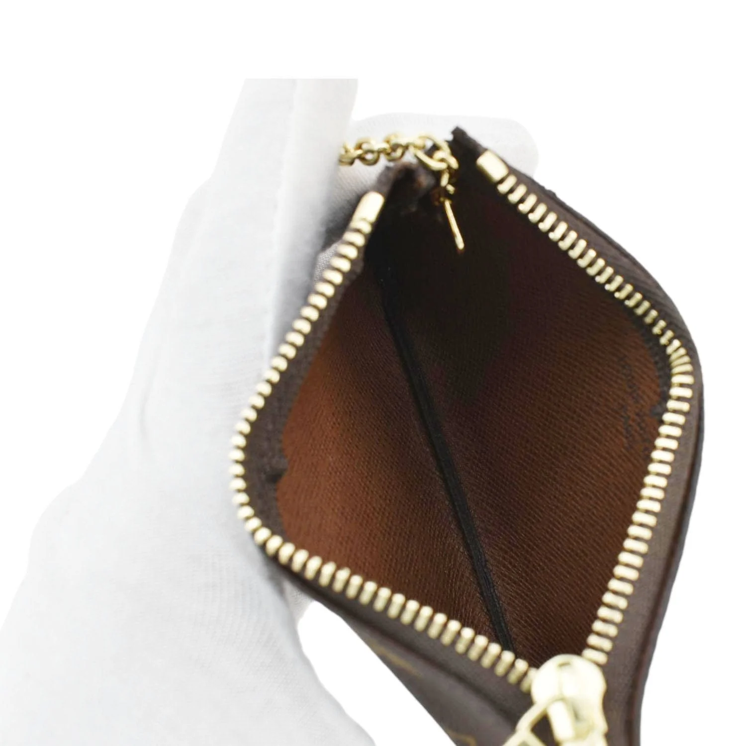 LOUIS VUITTON Key Cles Monogram Canvas Coin Case Brown - Image 11