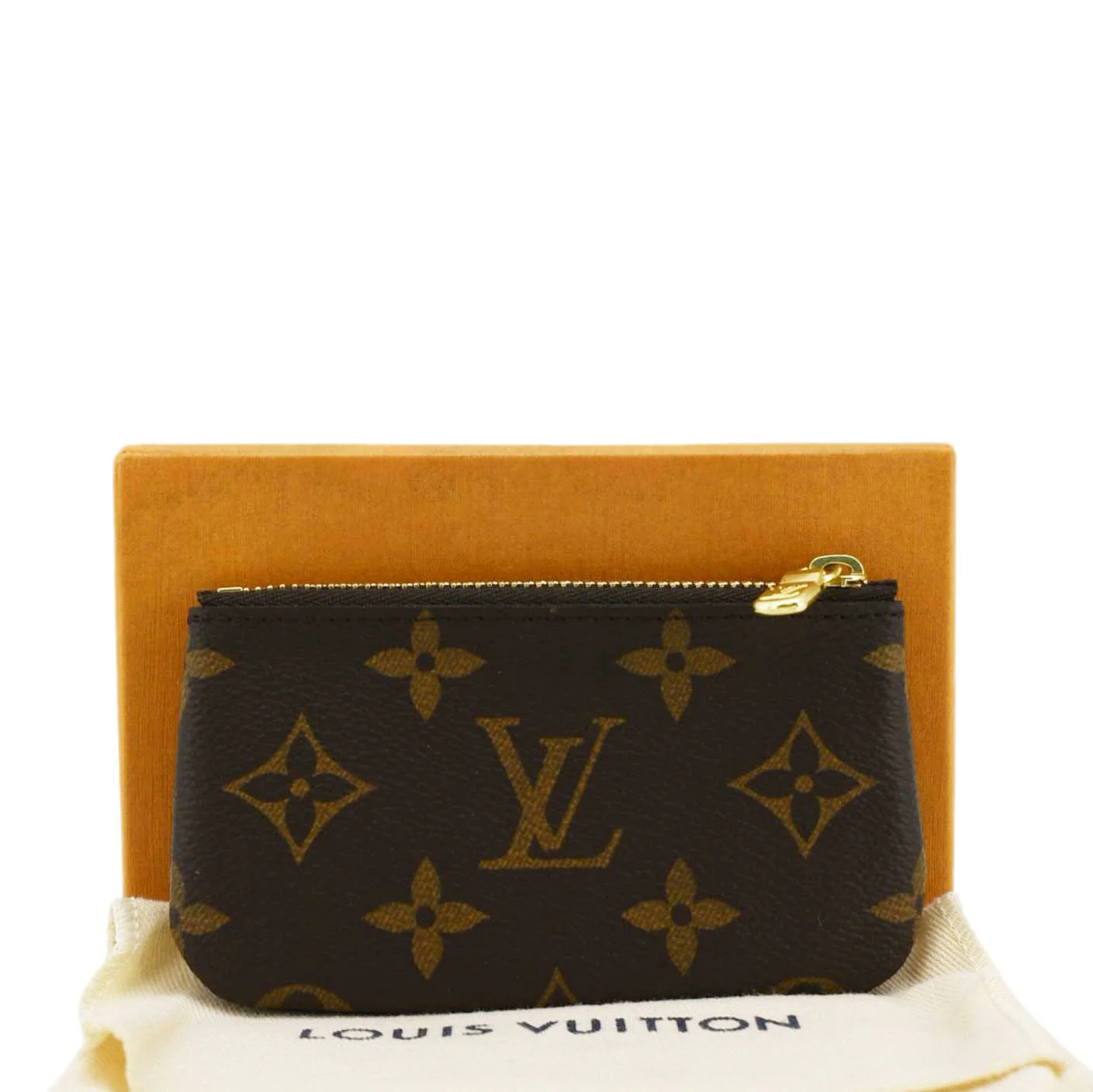 LOUIS VUITTON Key Cles Monogram Canvas Coin Case Brown - Image 3