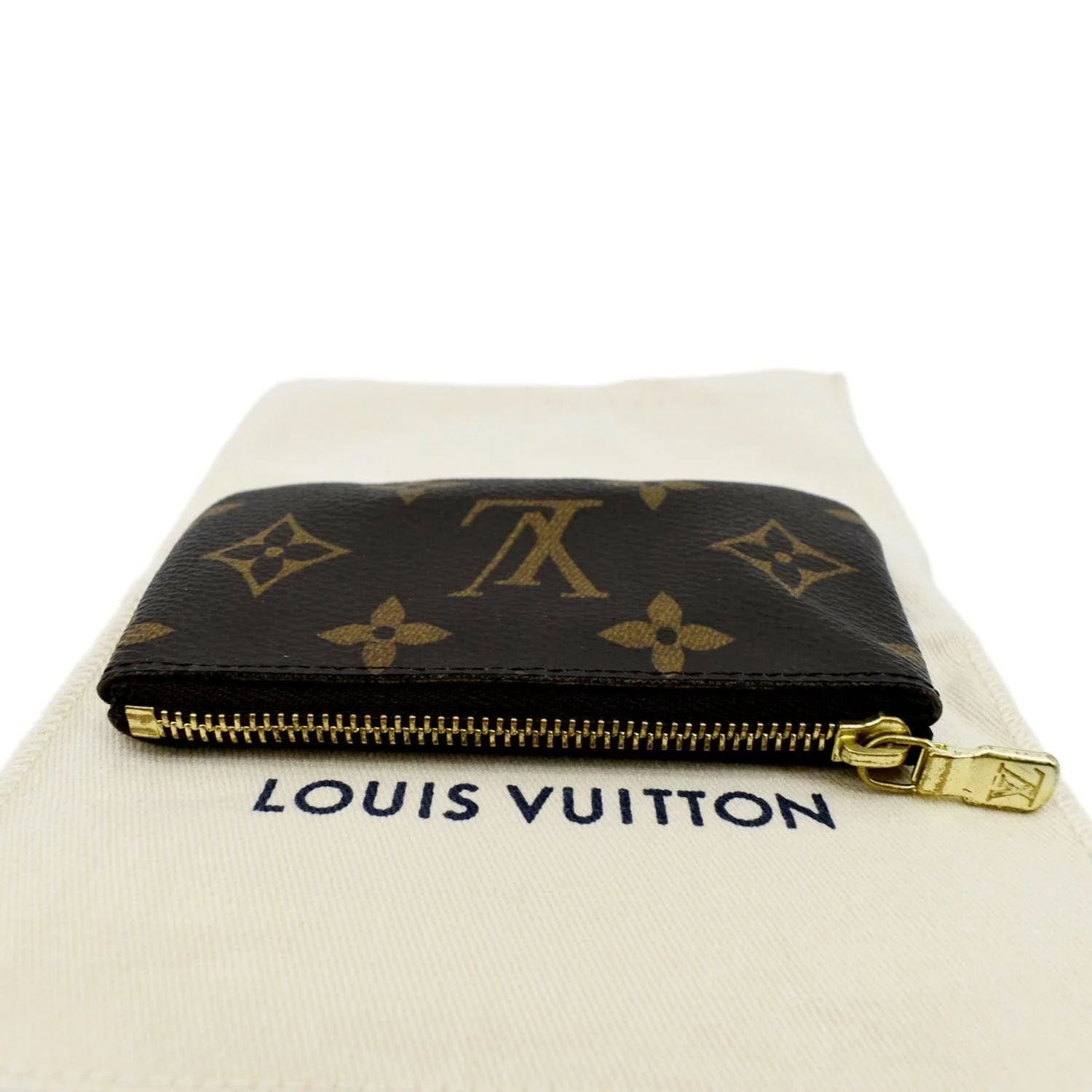 LOUIS VUITTON Pochette Key Cles Monogram Canvas Coin Case Brown - Image 3