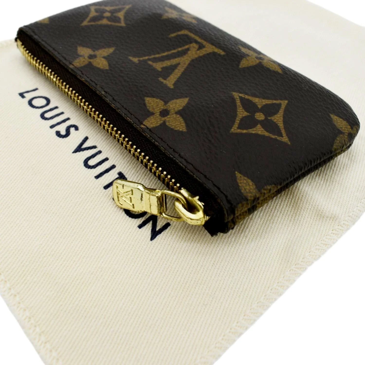 LOUIS VUITTON Pochette Key Cles Monogram Canvas Coin Case Brown - Image 4