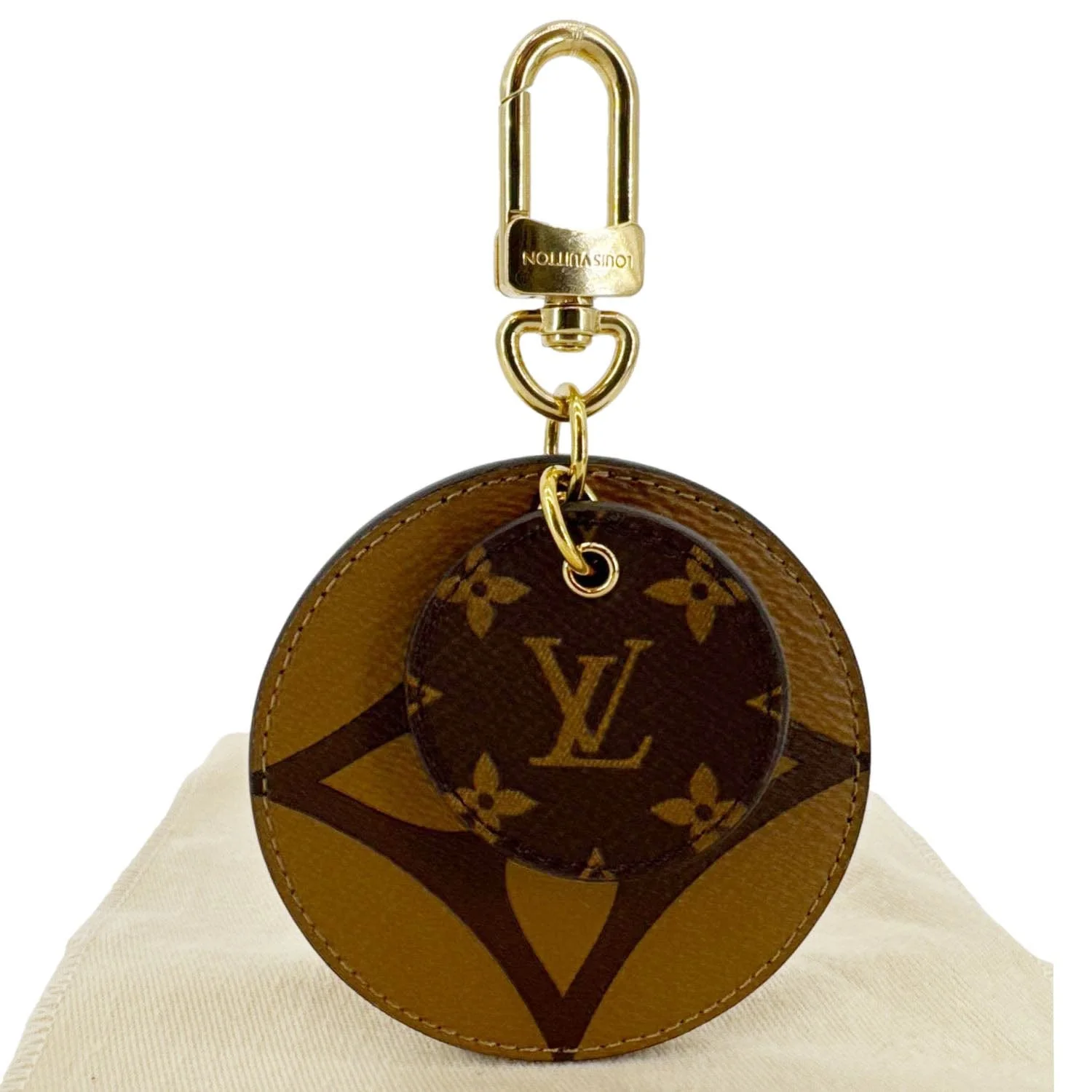 LOUIS VUITTON Reverse Monogram Canvas Key Holder and Bag Charm Brown - Image 3