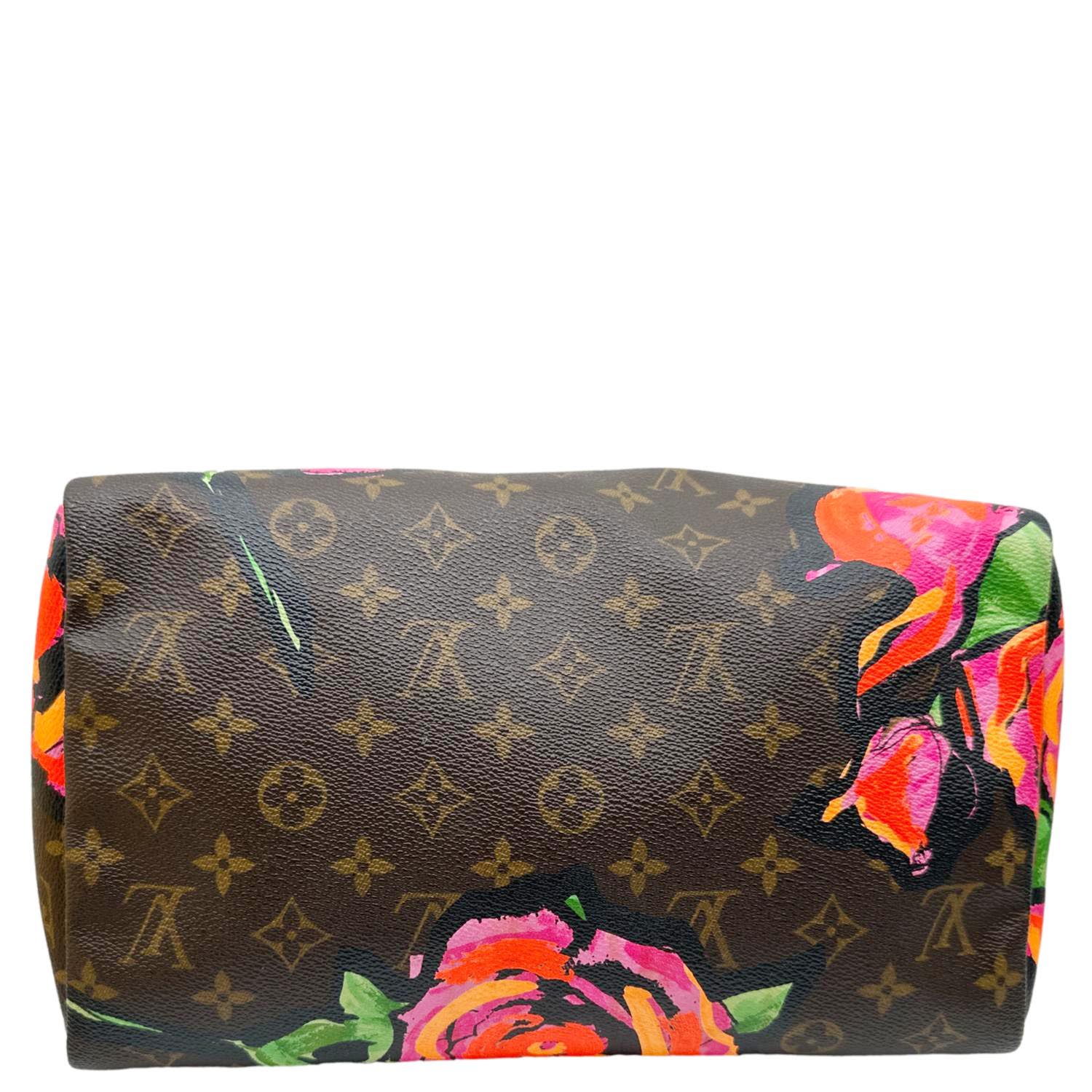 LOUIS VUITTON Speedy 30 Monogram Roses Canvas Satchel Bag Brown - Image 10