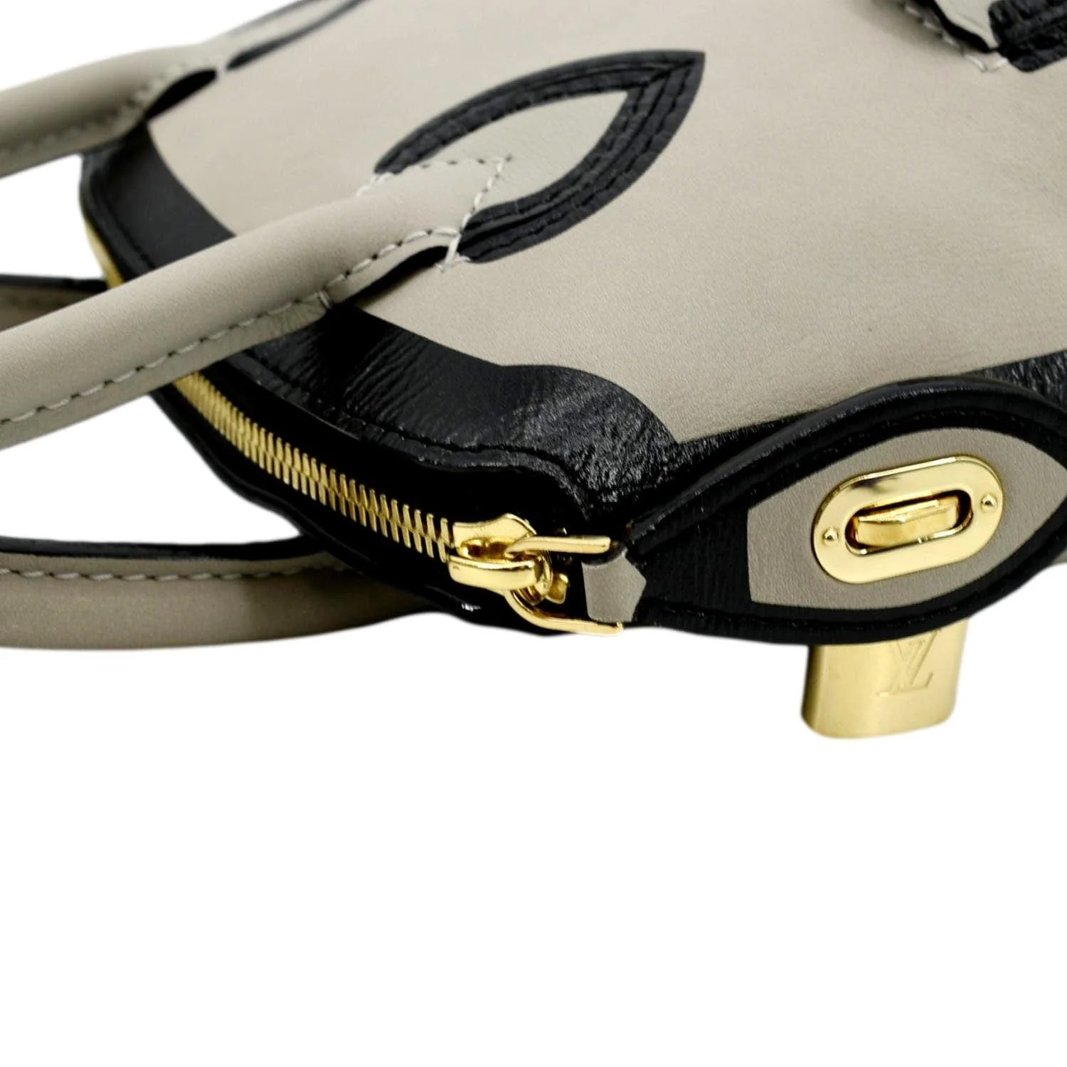 LOUIS VUITTON Lockit Cuir Obsession Leather Satchel Bag Grey - Image 5