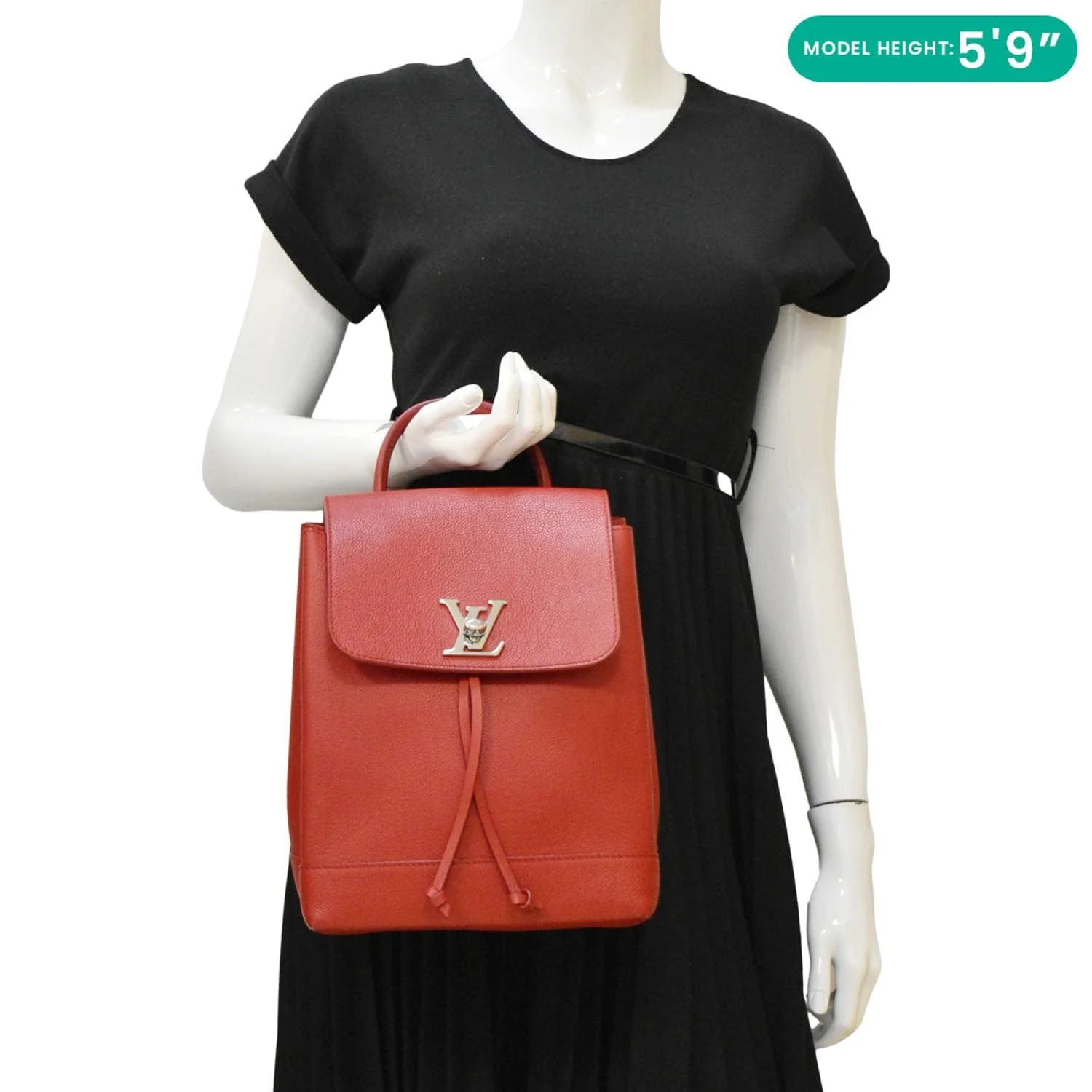 LOUIS VUITTON Lockme Leather Backpack Bag Poppy - Image 2