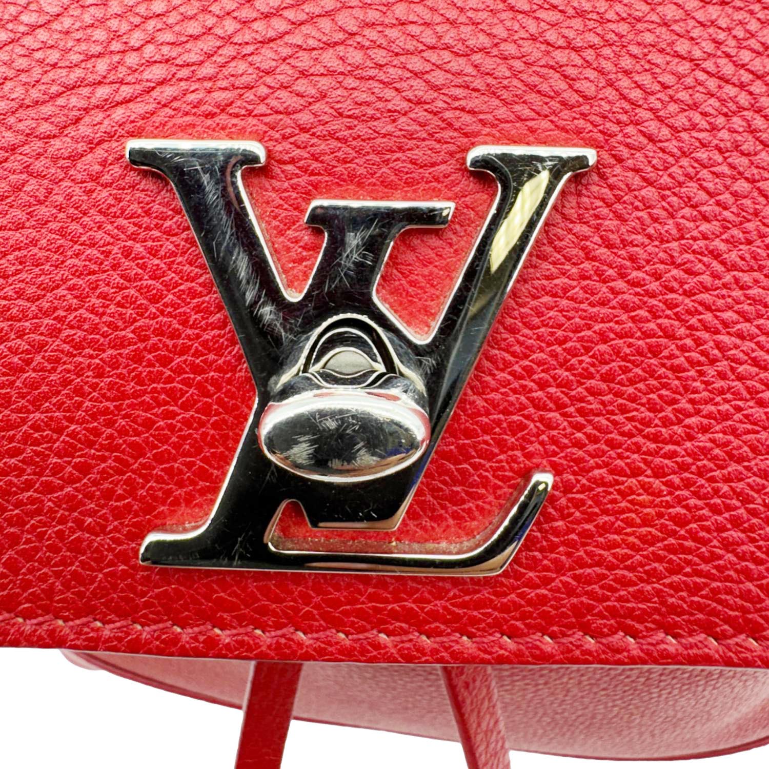 LOUIS VUITTON Lockme Calfskin Leather Backpack Red - Image 11