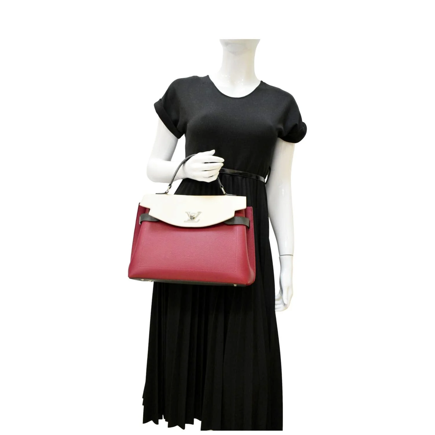 LOUIS VUITTON Lockme Ever MM Leather Crossbody Bag Maroon - Image 2