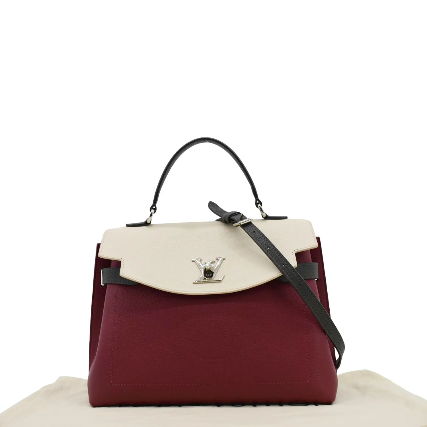 LOUIS VUITTON Lockme Ever MM Leather Crossbody Bag Maroon - Image 3