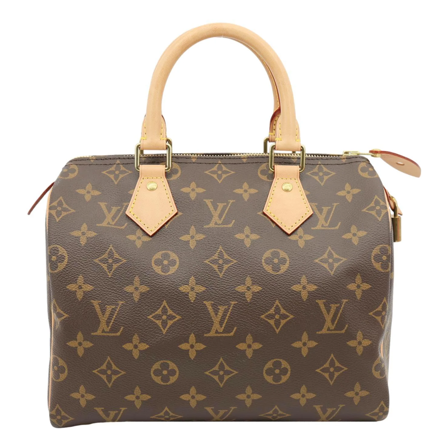 LOUIS VUITTON Speedy 25 Monogram Canvas Satchel Bag Brown - Image 3
