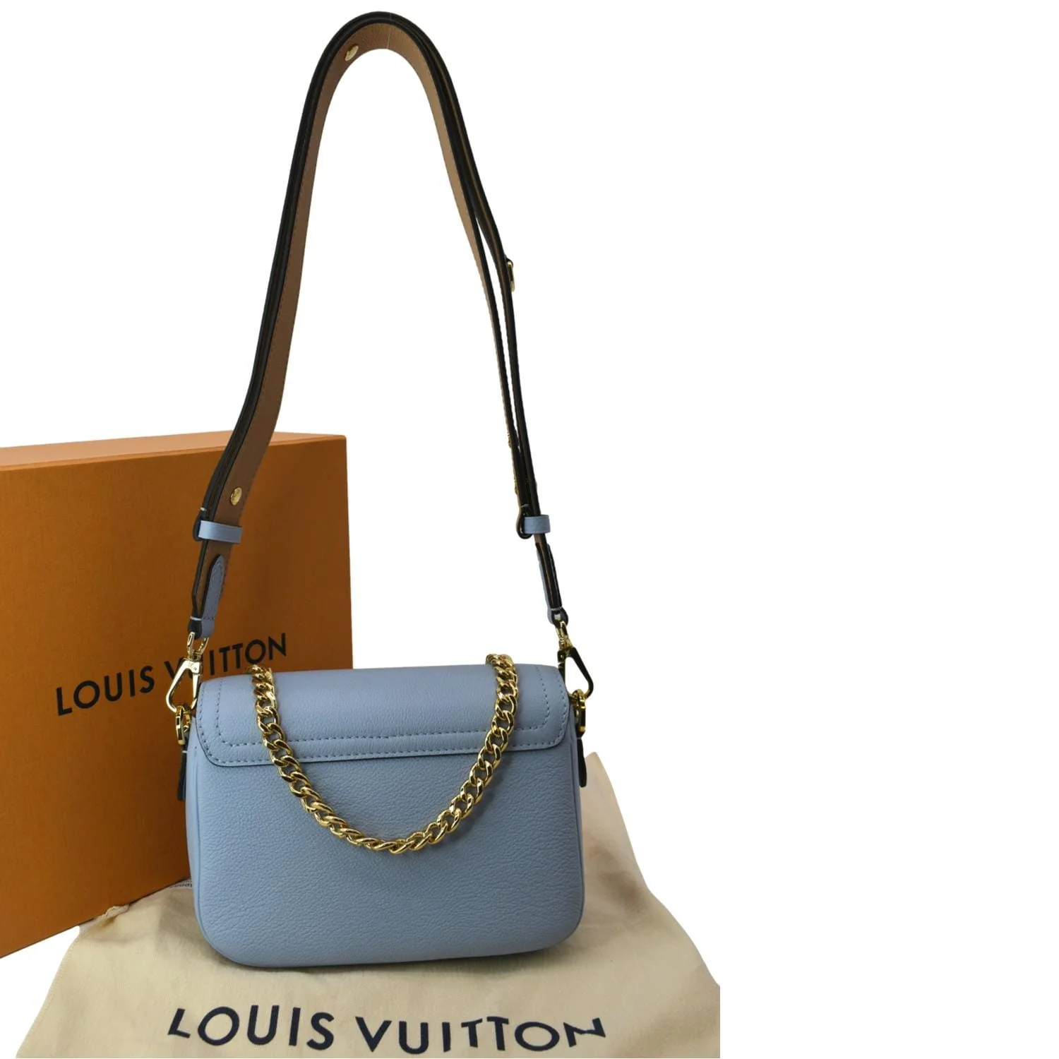 LOUIS VUITTON Lockme Tender Grained Calfskin Leather Shoulder Bag Blue - Image 3