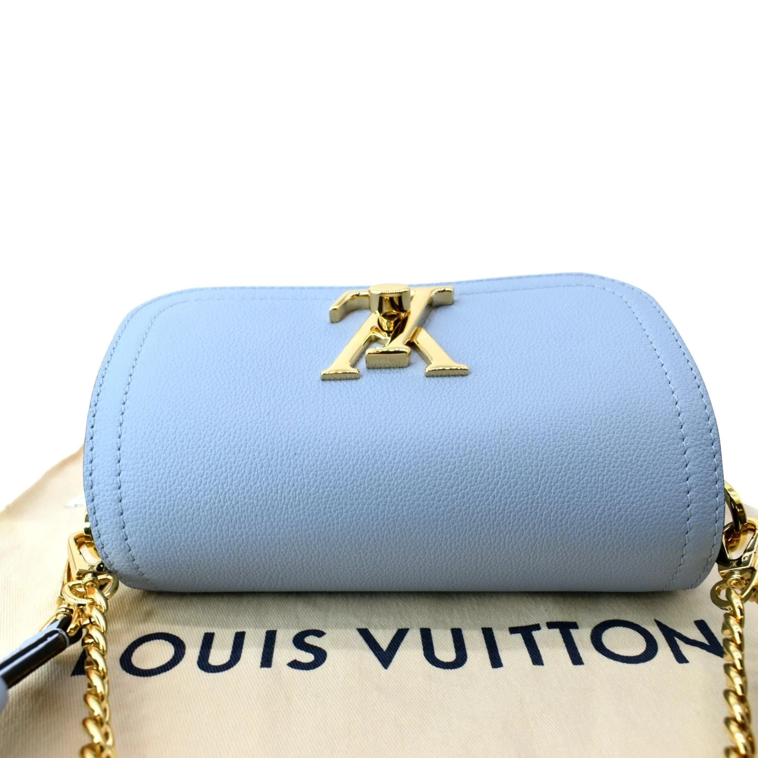 LOUIS VUITTON Lockme Tender Grained Calfskin Leather Shoulder Bag Blue - Image 7