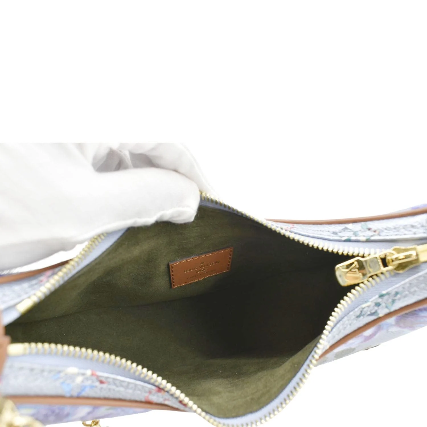 LOUIS VUITTON LV Garden Loop PM Metallic Monogram Satchel Bag Light Blue - Image 11