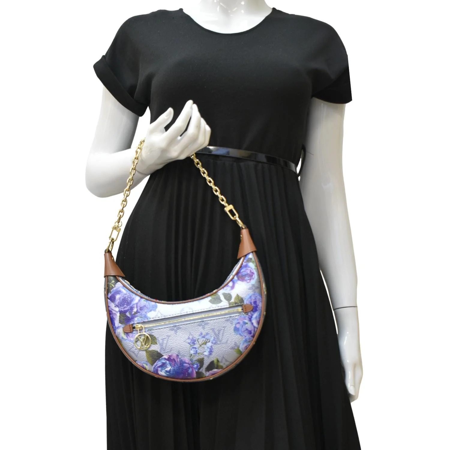 LOUIS VUITTON LV Garden Loop PM Metallic Monogram Satchel Bag Light Blue - Image 2