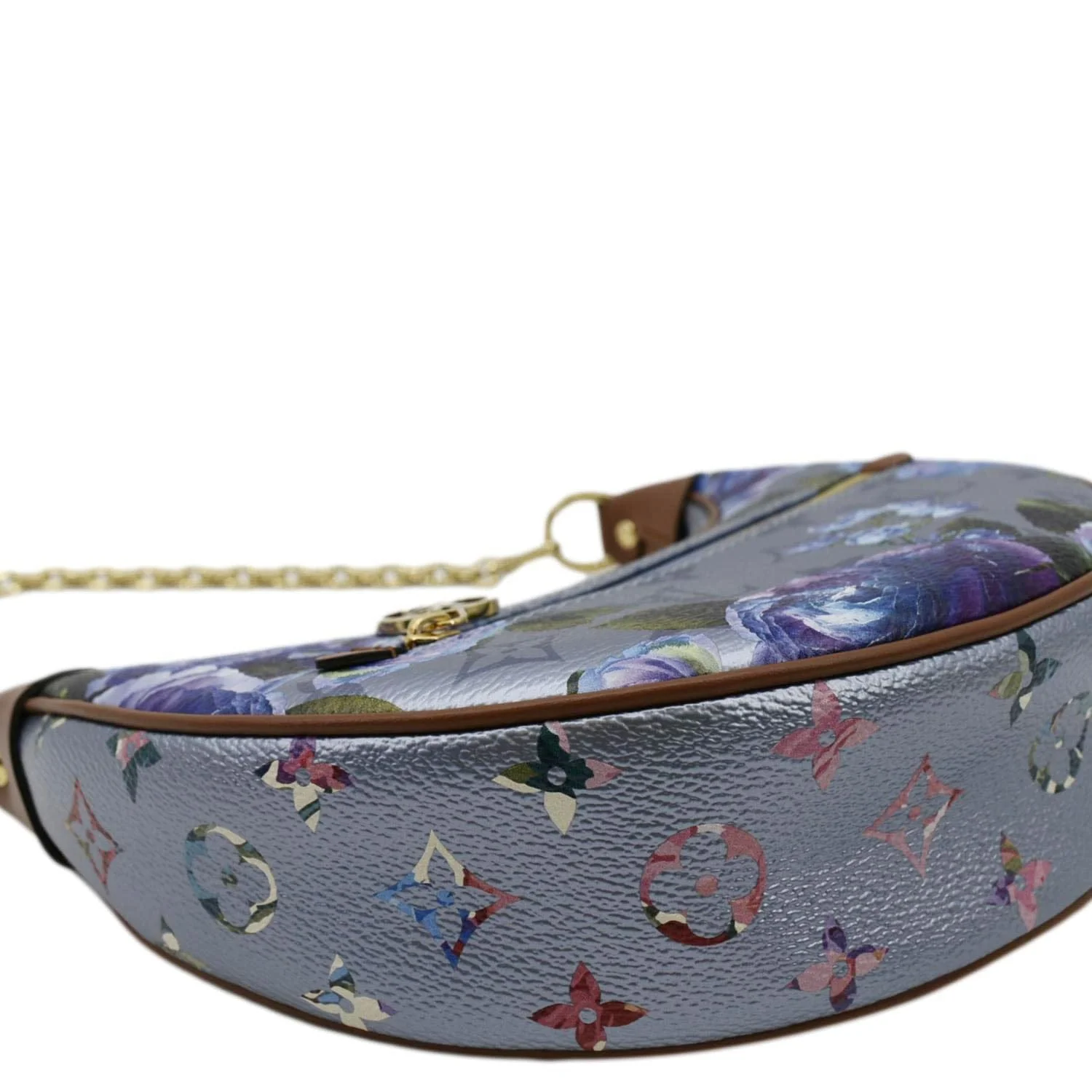 LOUIS VUITTON LV Garden Loop PM Metallic Monogram Satchel Bag Light Blue - Image 9