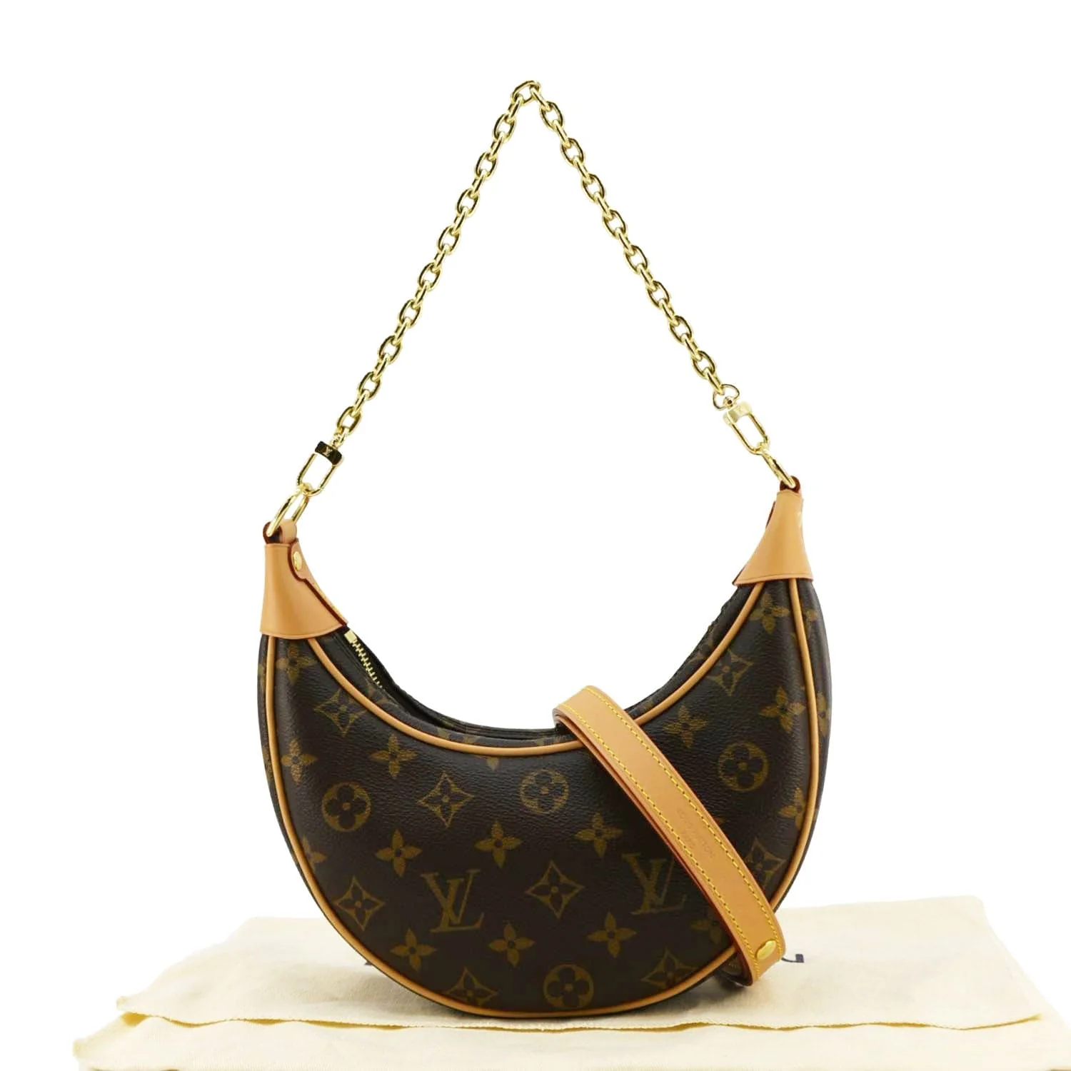 LOUIS VUITTON Loop Half Moon Monogram Canvas Shoulder Bag Brown - Image 3