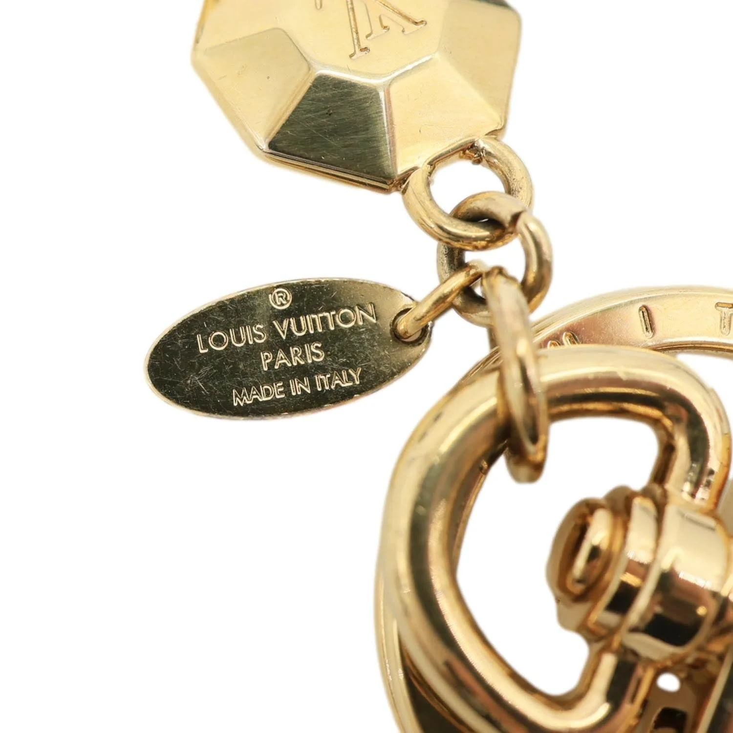 LOUIS VUITTON LV Facettes Metal Bag Charm Key Holder Gold - Image 5