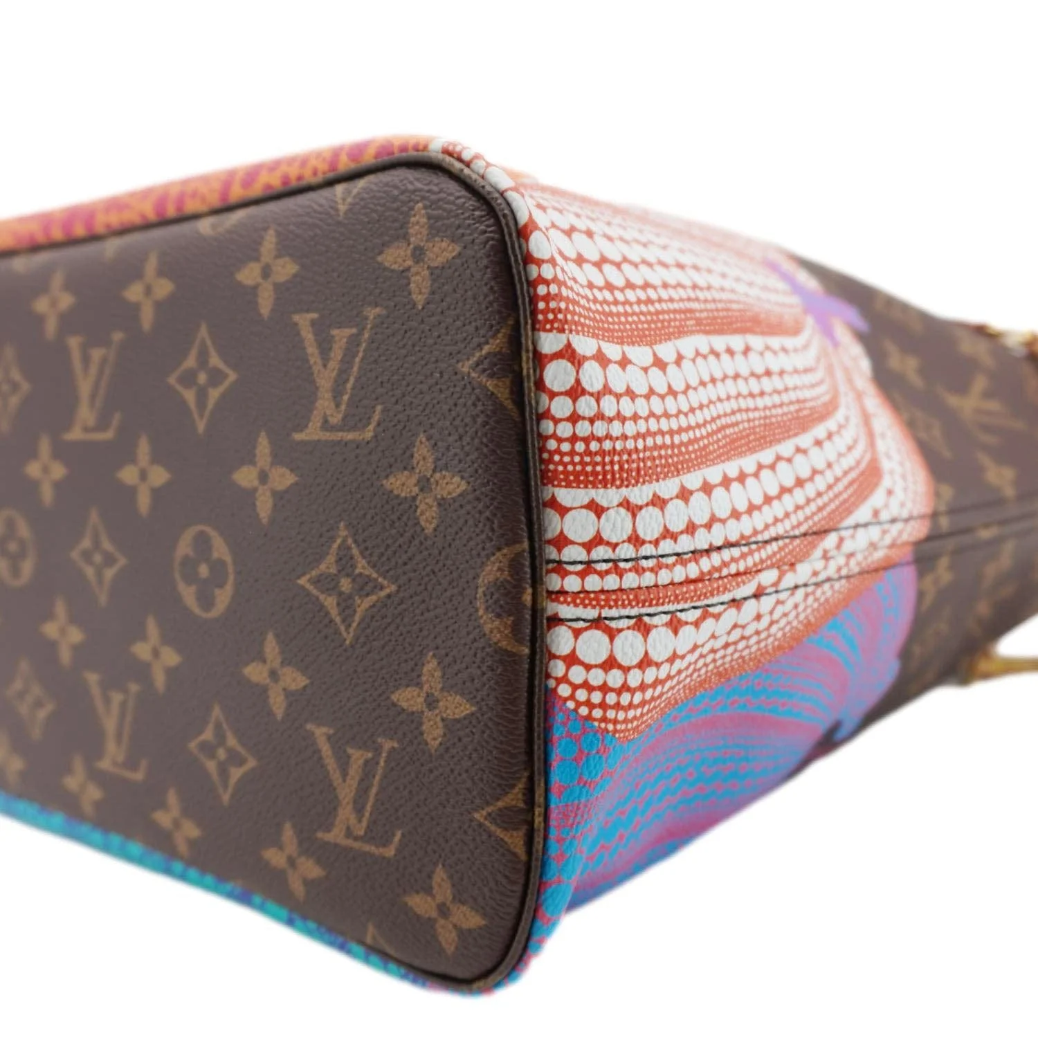 LOUIS VUITTON LV X YK Kusama Neverfull Pumpkin Monogram Canvas Tote Bag Brown - Image 10