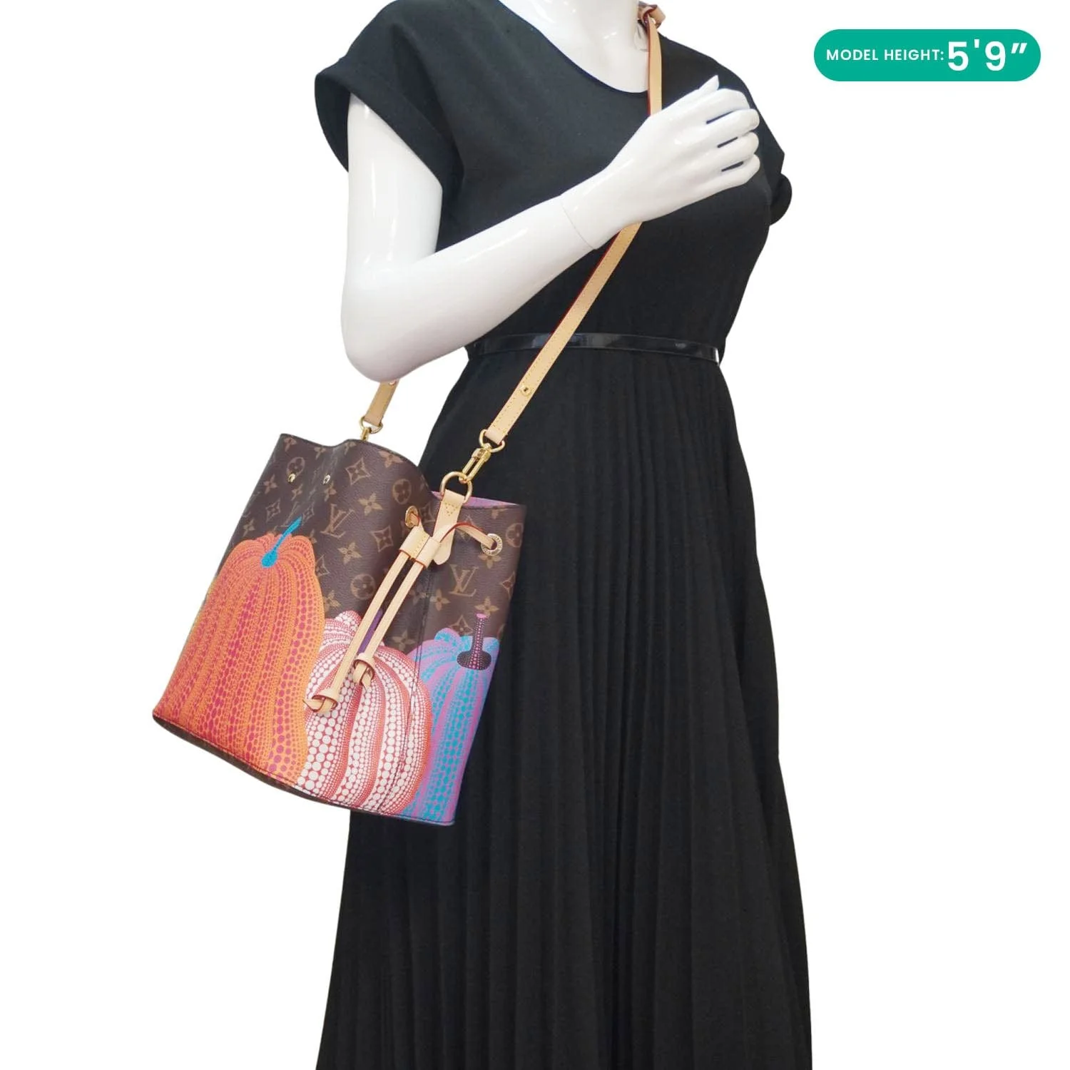 LOUIS VUITTON LV X YK Kusama Pumpkin Neonoe MM Monogram Canvas Crossbody Bag Brown - Image 2
