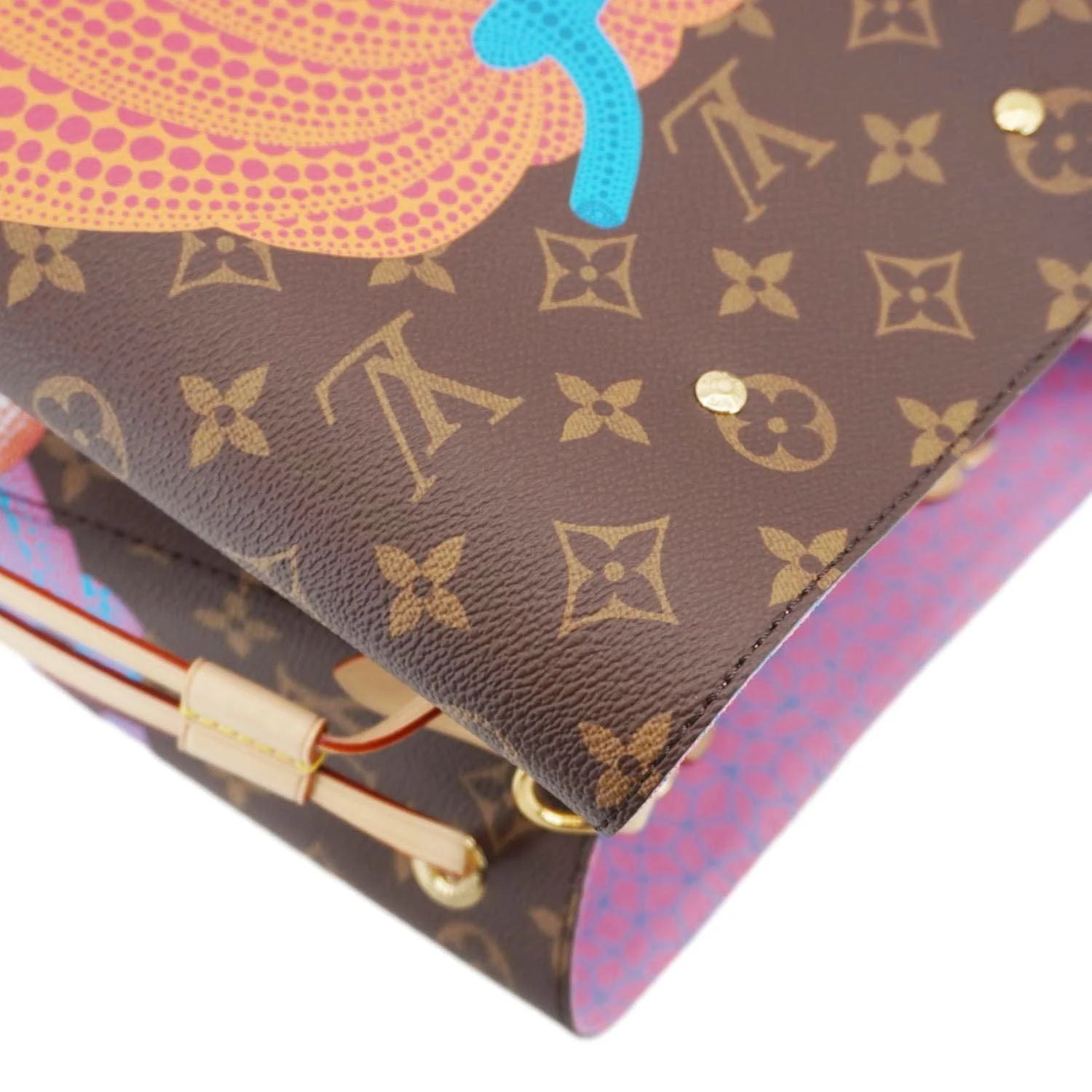 LOUIS VUITTON LV X YK Kusama Pumpkin Neonoe MM Monogram Canvas Crossbody Bag Brown - Image 6